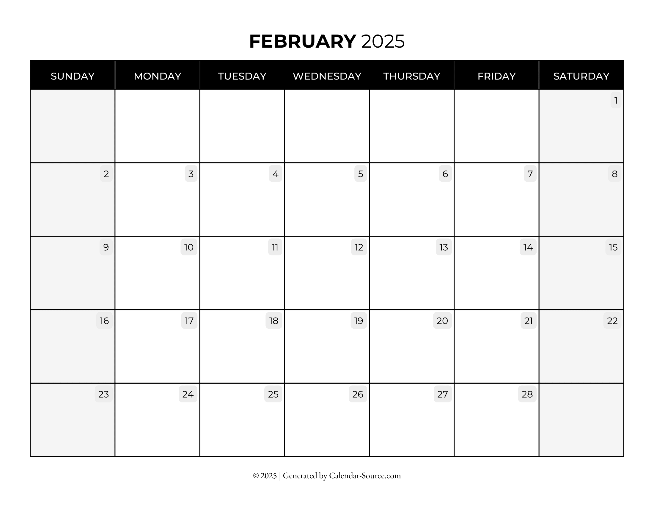 February 2025 Calendar Template 08