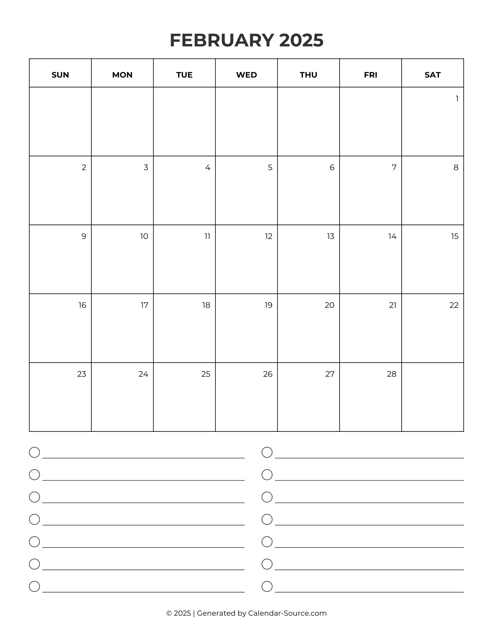 February 2025 Calendar Template 09