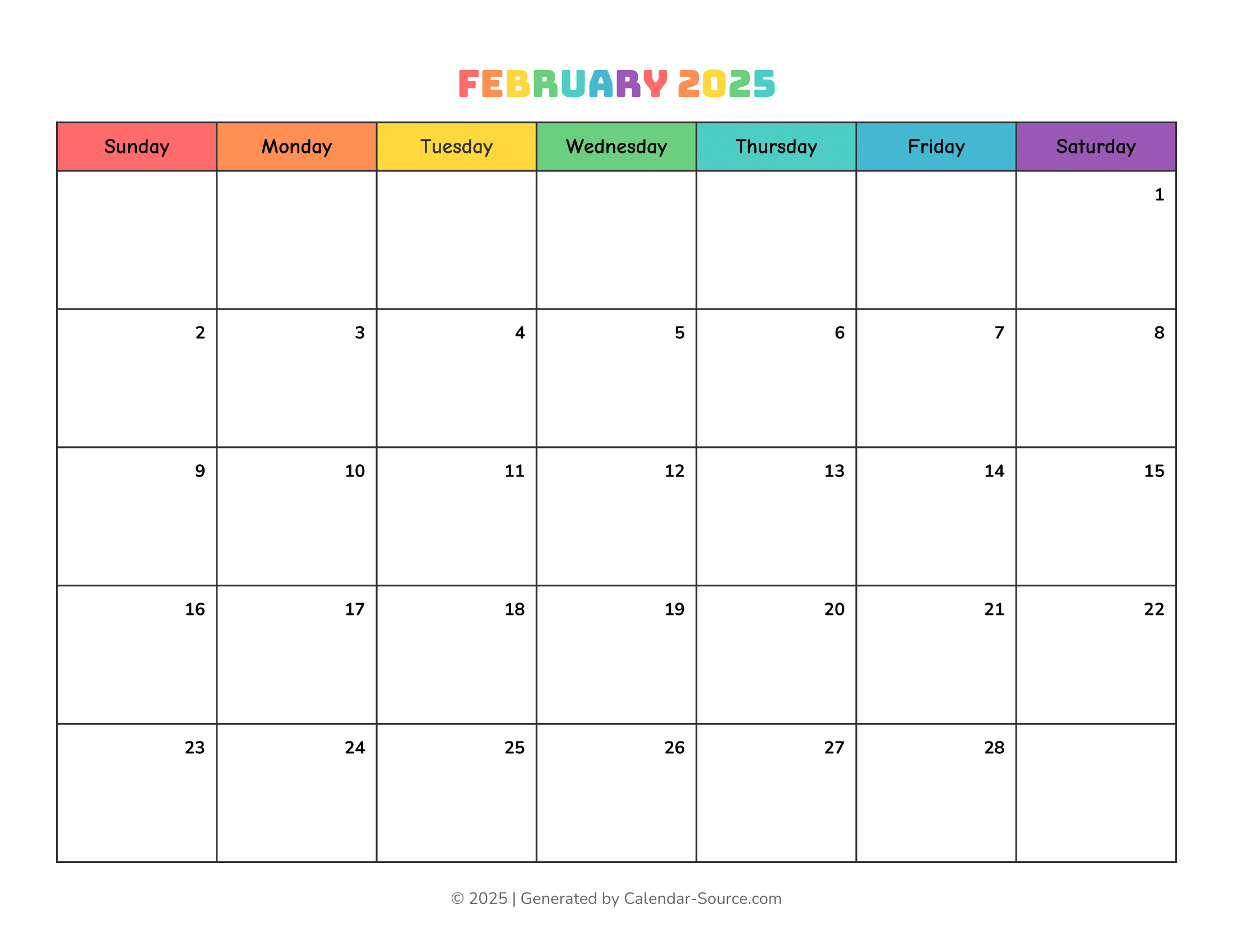 February 2025 Calendar Template 17