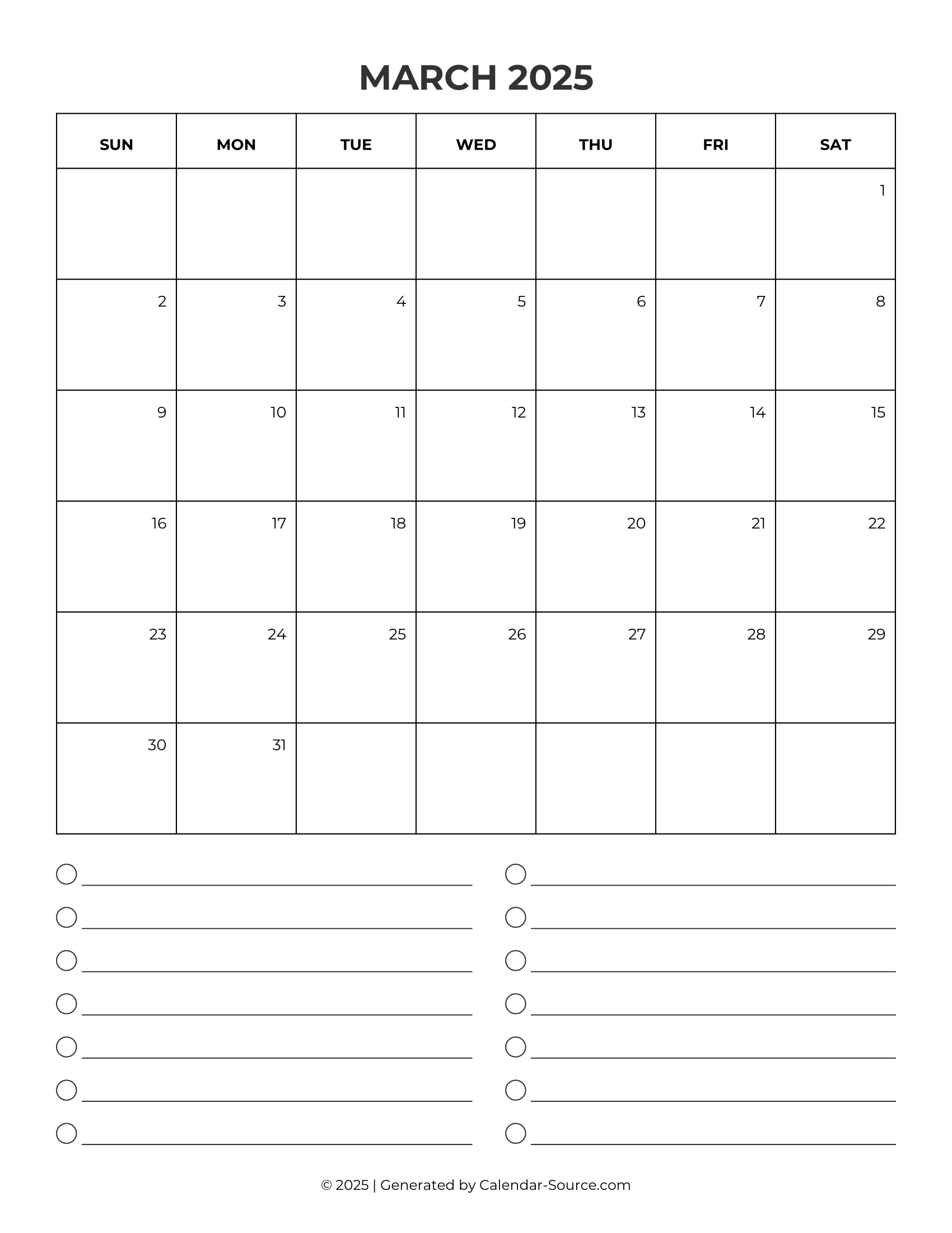March 2025 Calendar Template 09
