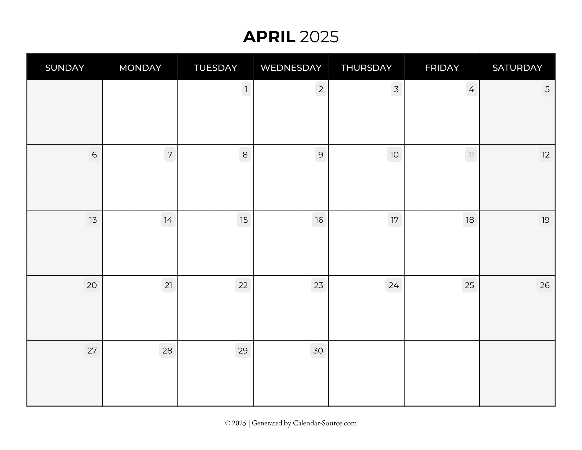 April 2025 Calendar Template 08