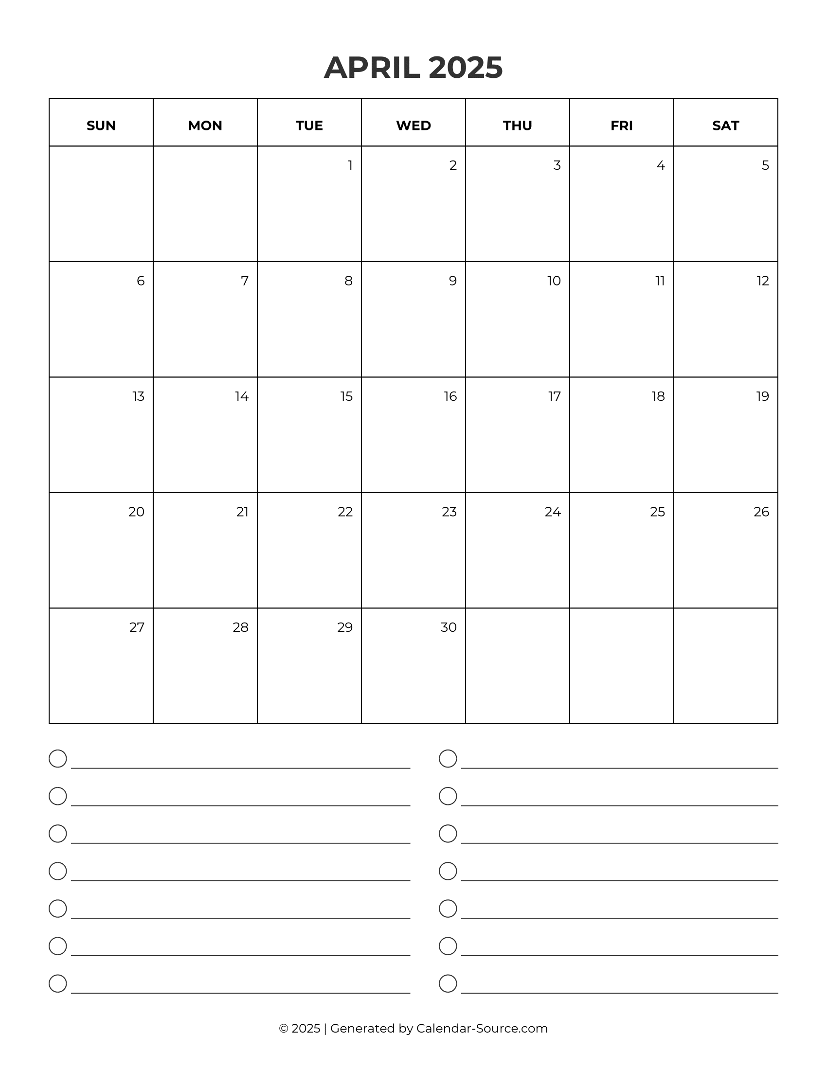 April 2025 Calendar Template 09