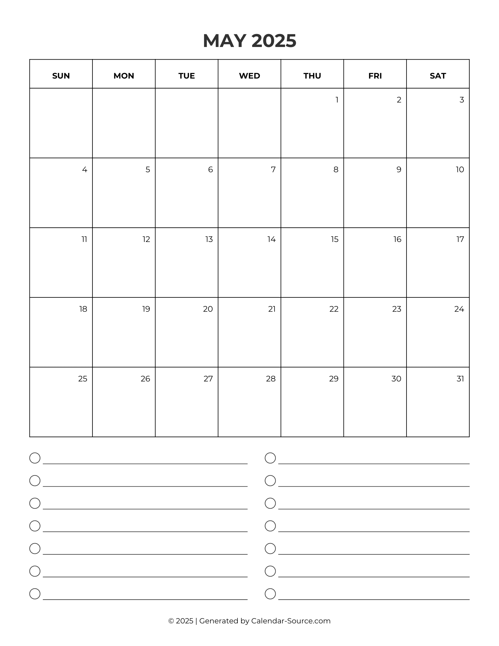 May 2025 Calendar Template 09