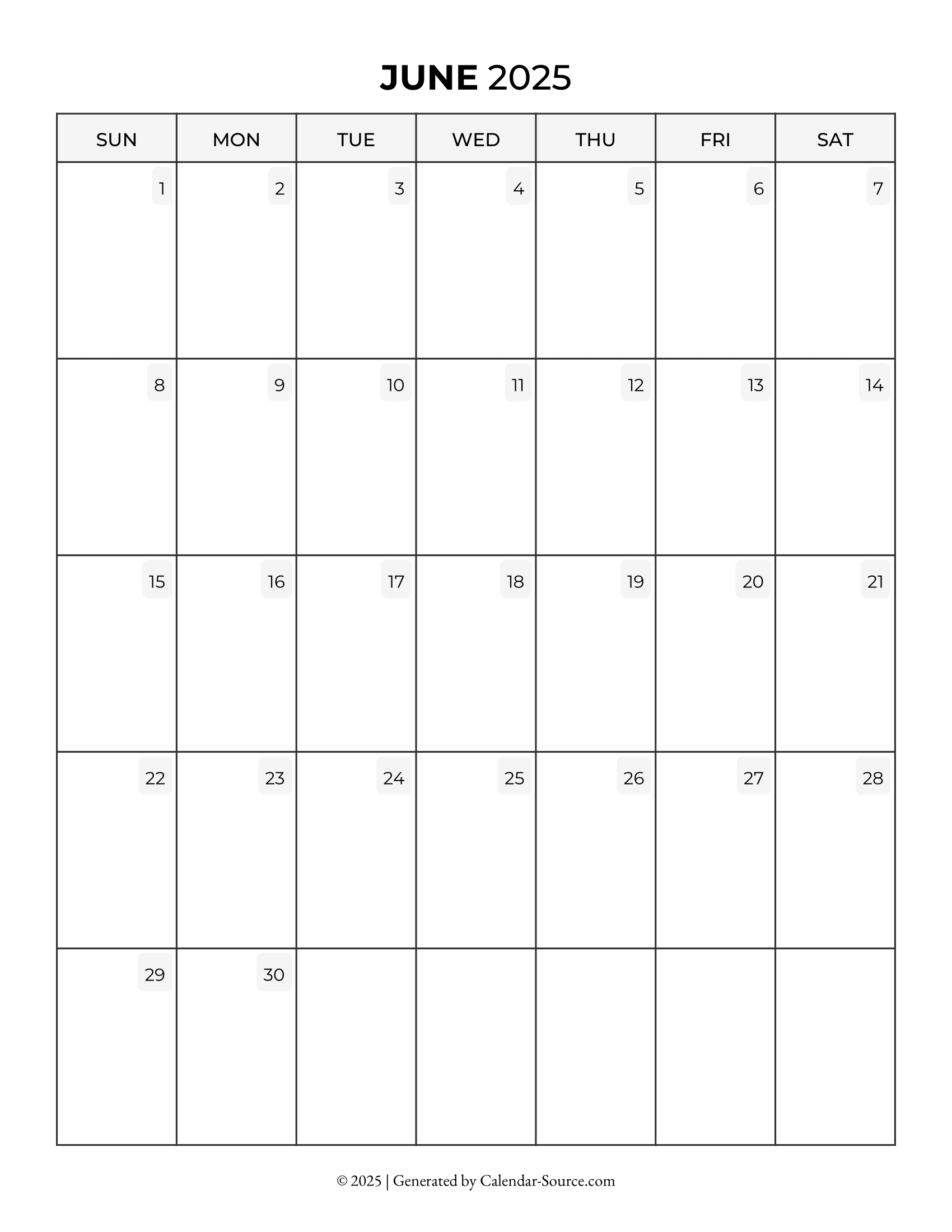 June 2025 Calendar Template 05