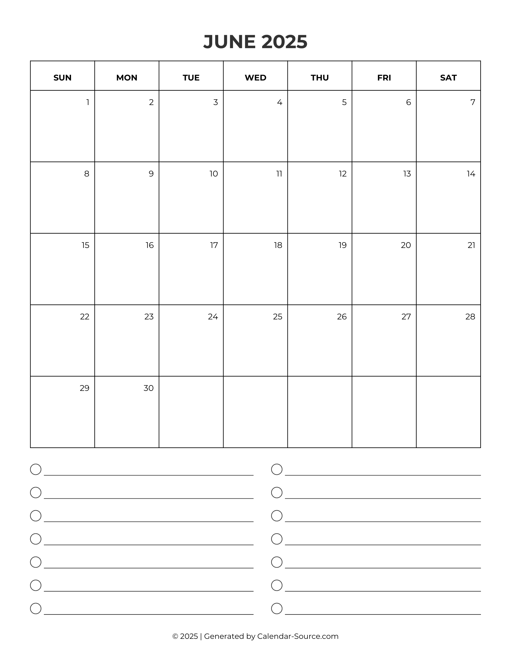 June 2025 Calendar Template 09