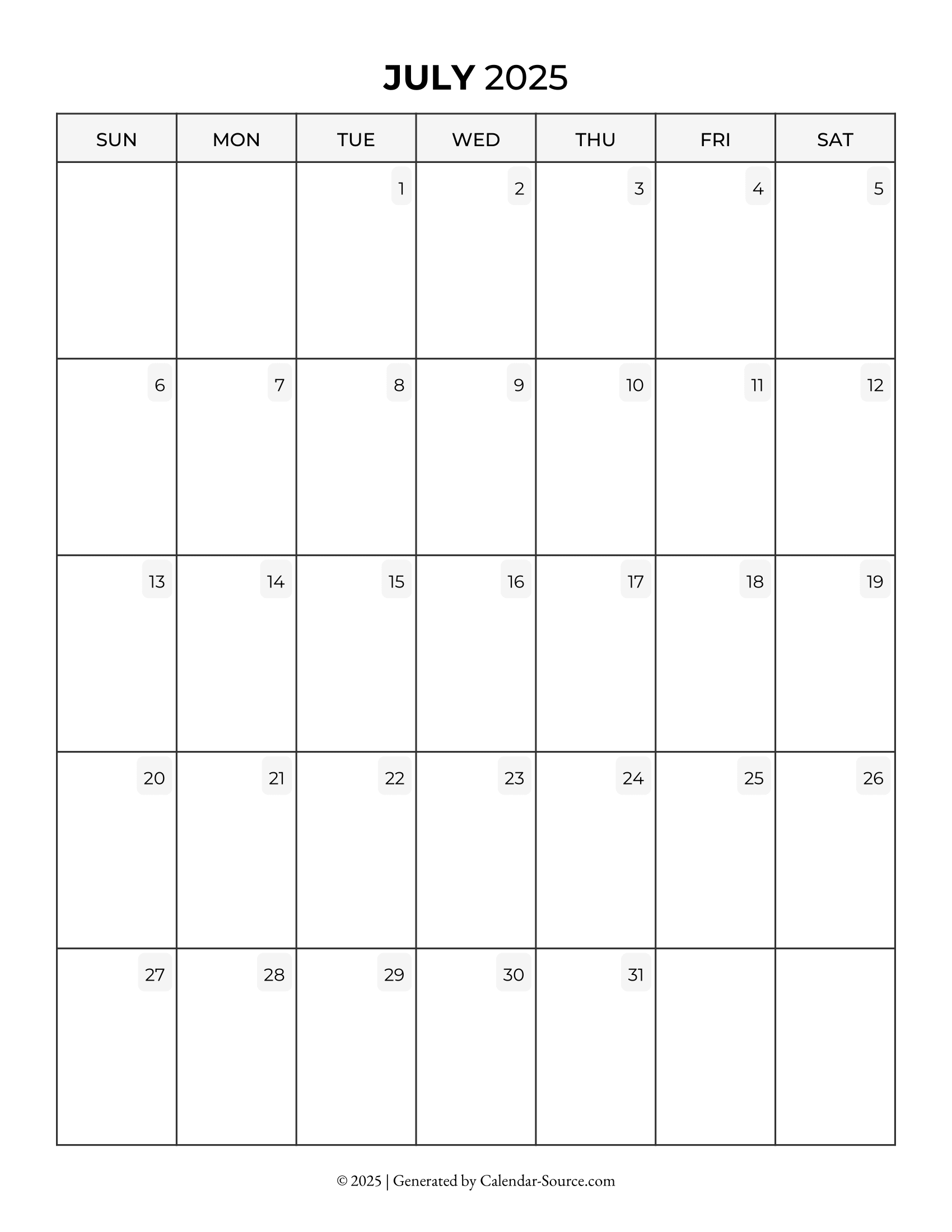 July 2025 Calendar Template 05