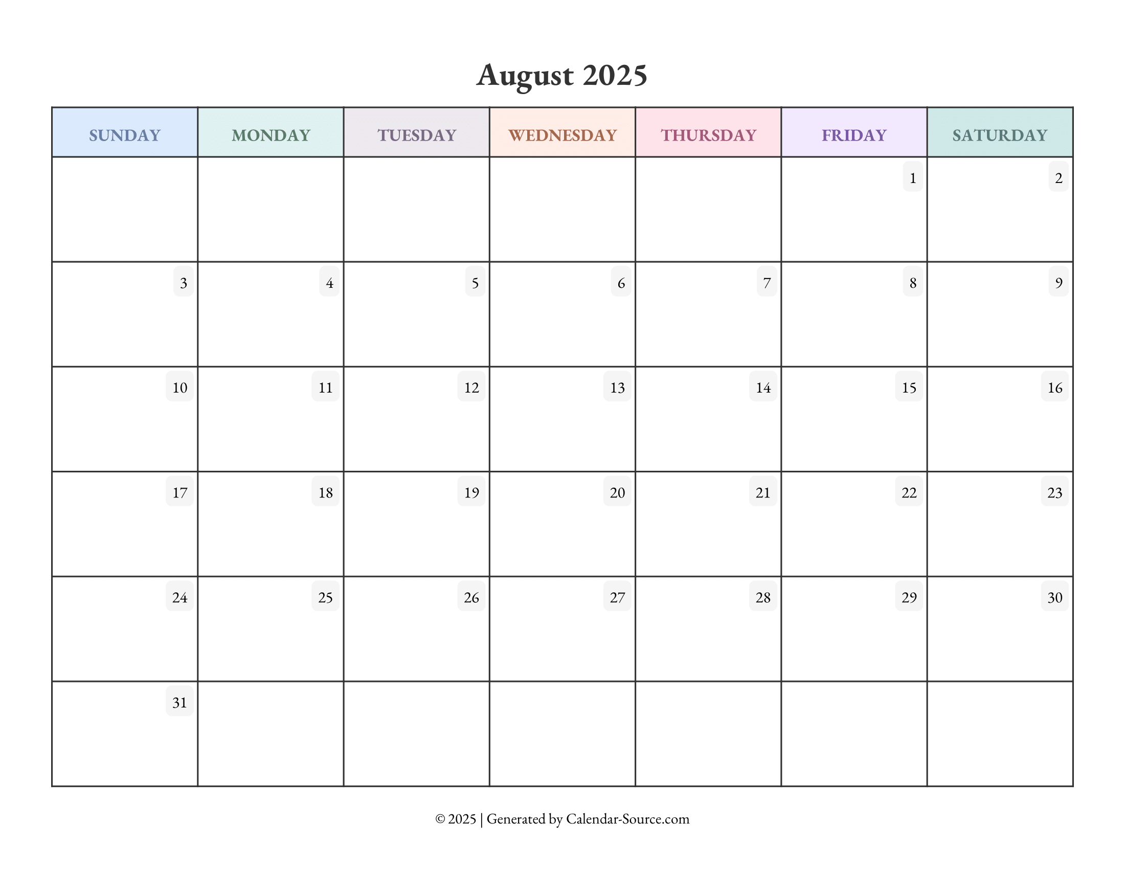 August 2025 Calendar Template 04
