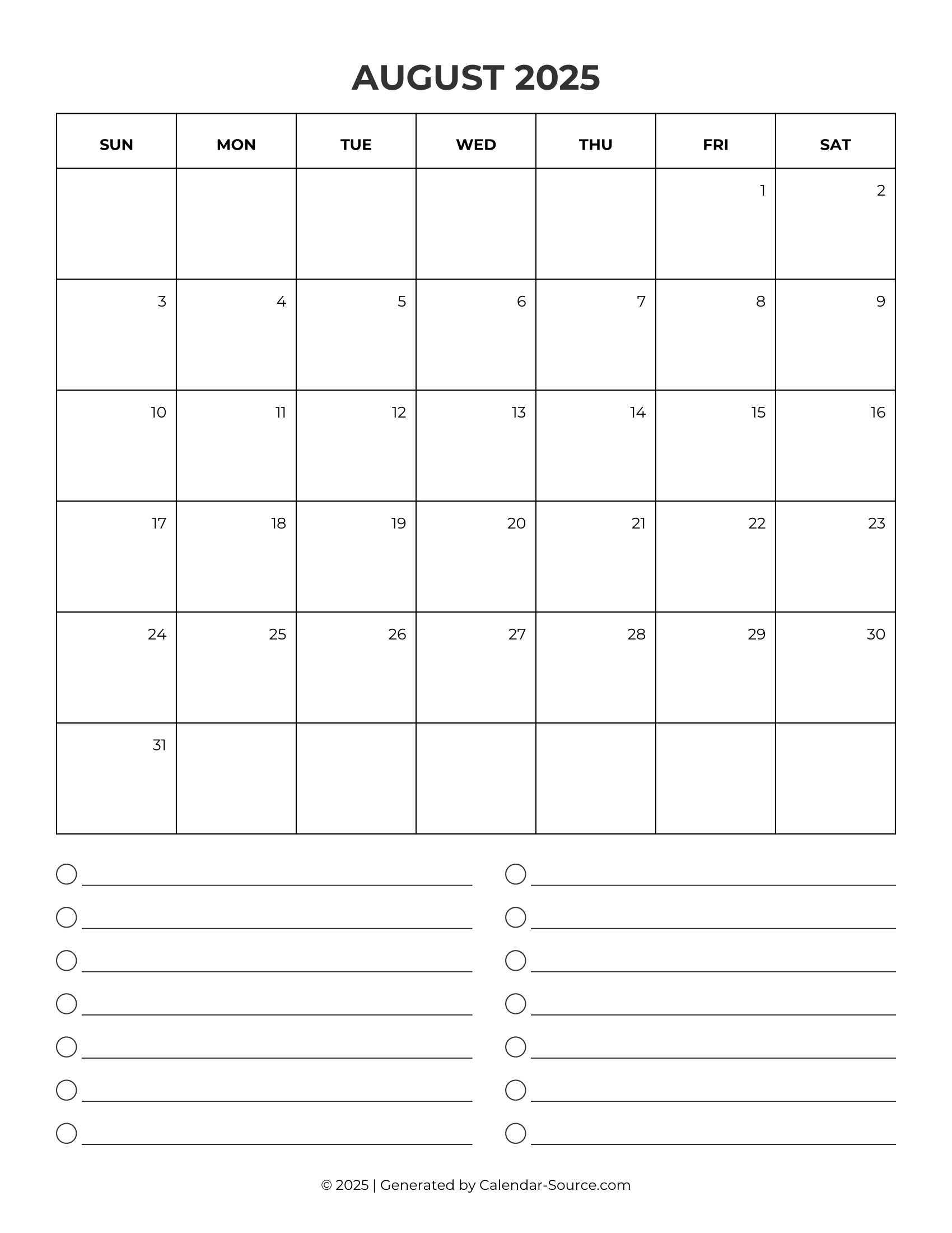 August 2025 Calendar Template 09