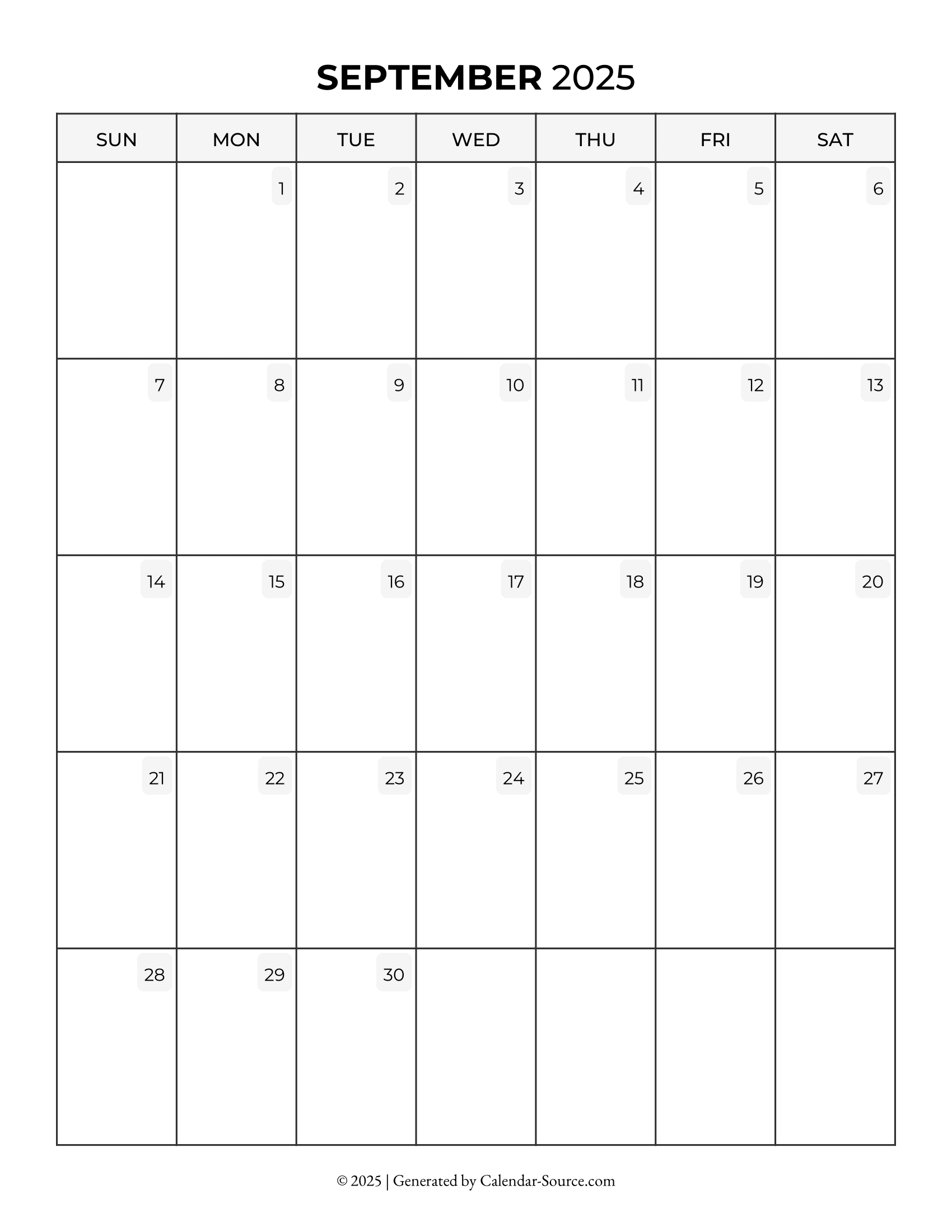 September 2025 Calendar Template 05