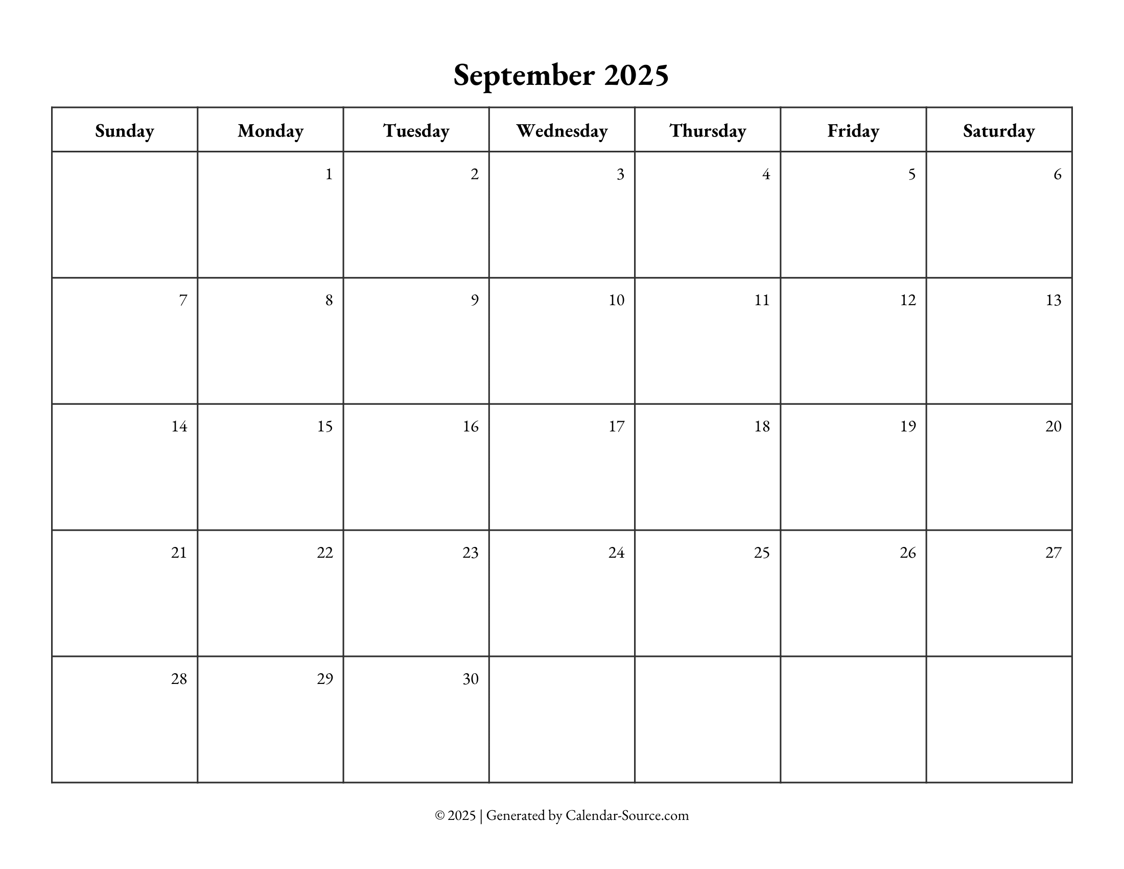 September 2025 Calendar Template 10