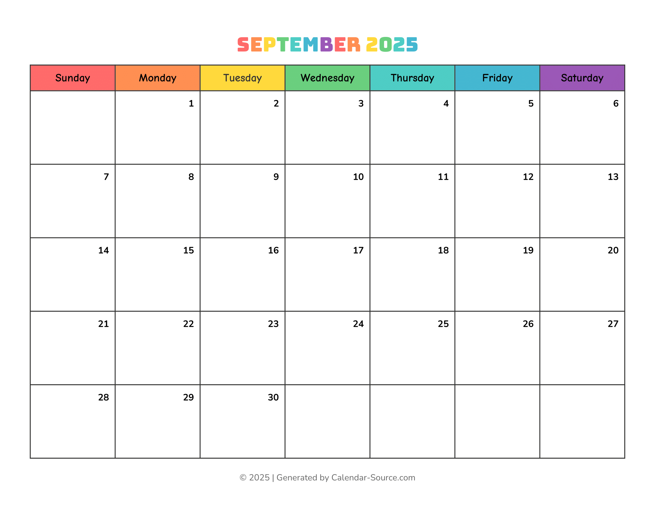 September 2025 Calendar Template 17