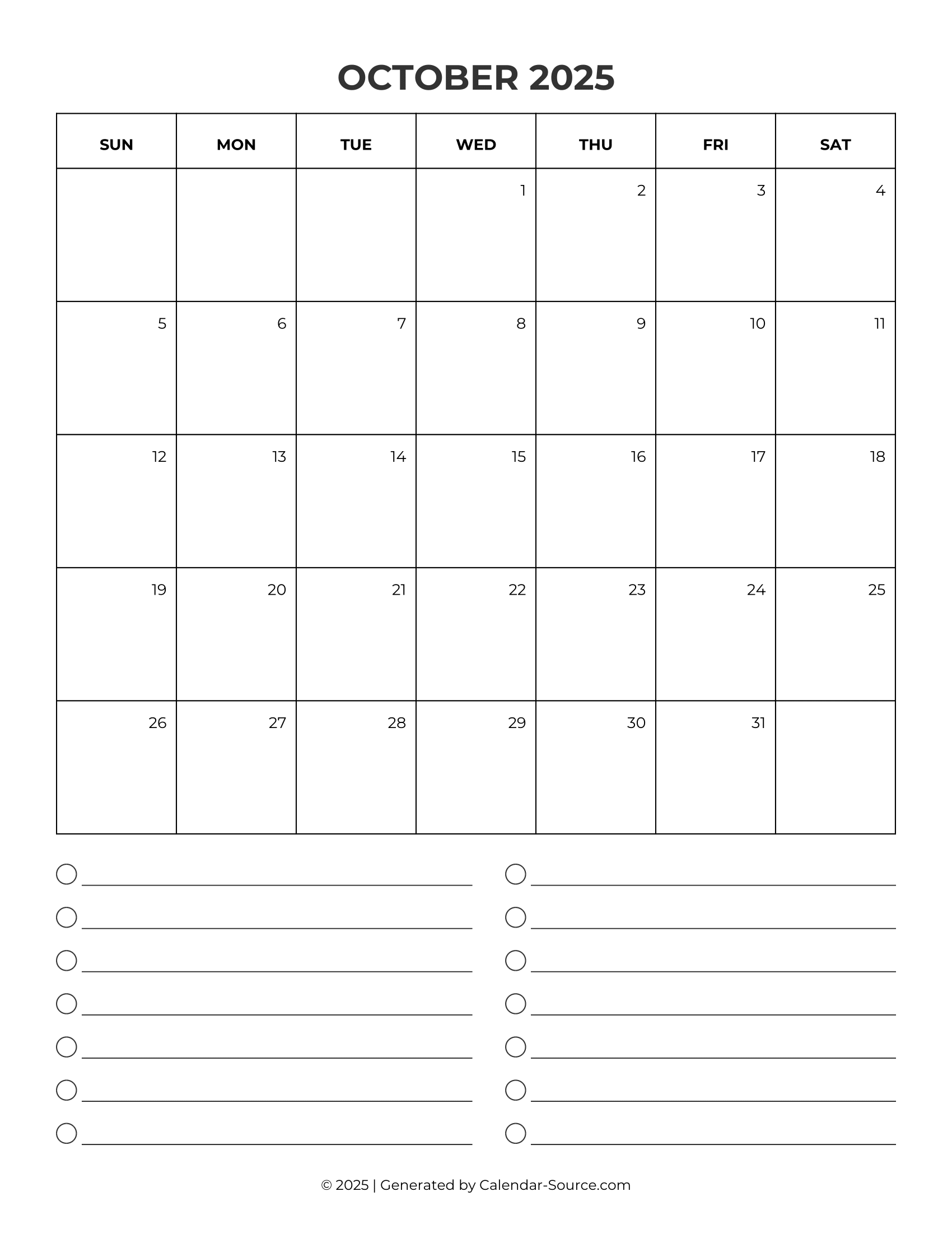 October 2025 Calendar Template 09