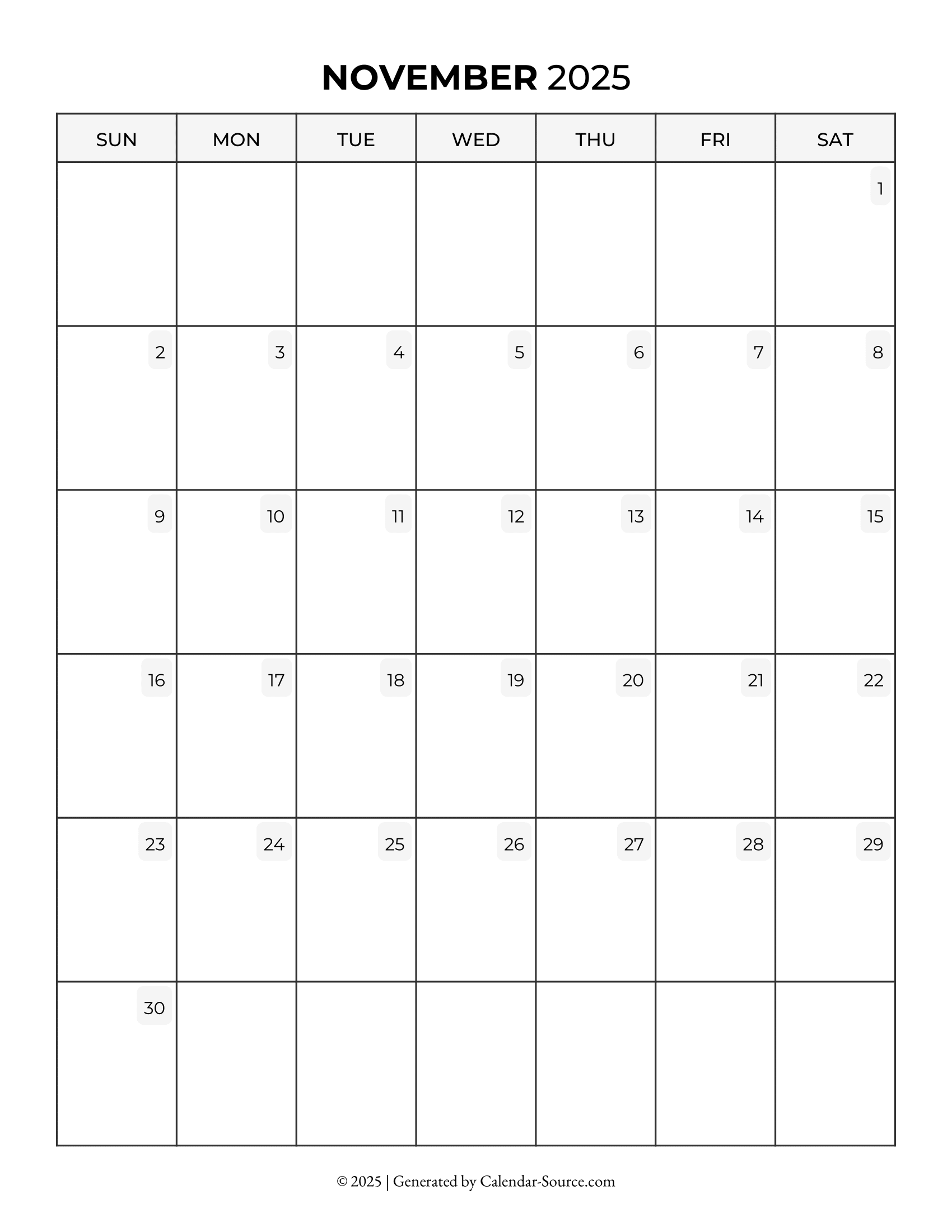 November 2025 Calendar Template 05