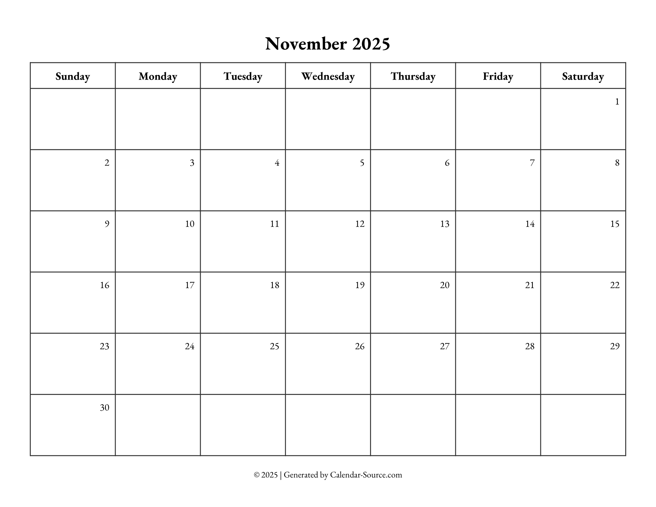November 2025 Calendar Template 10