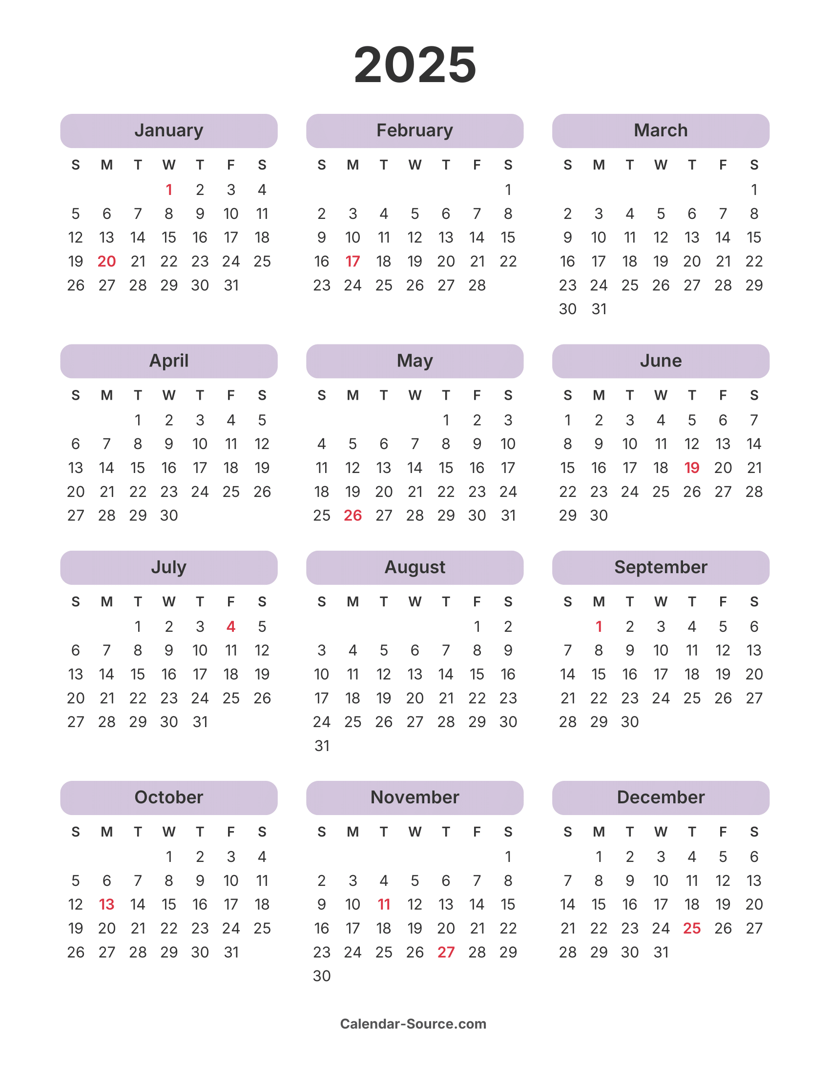 2025 Calendar Template 09