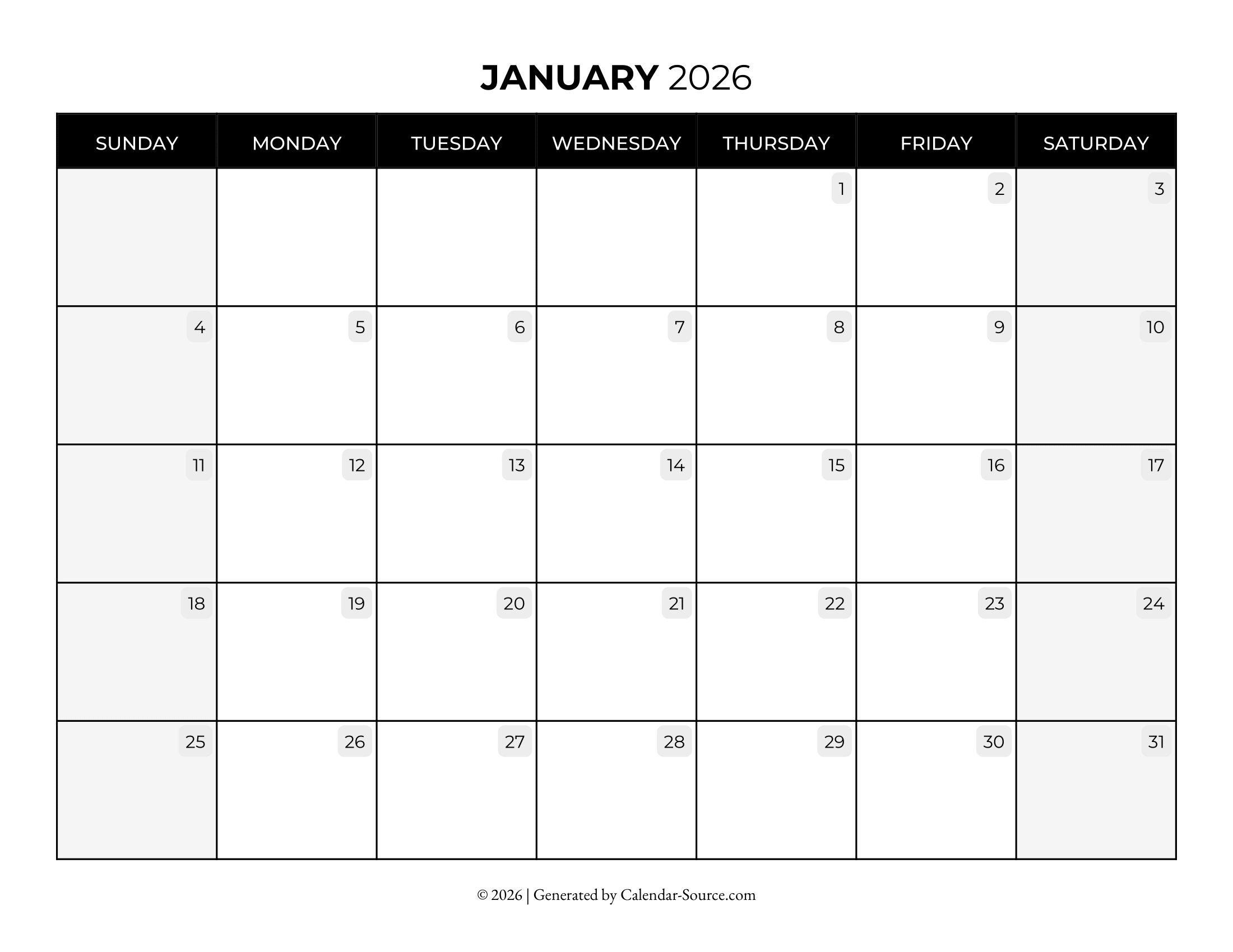 January 2026 Calendar Template 08