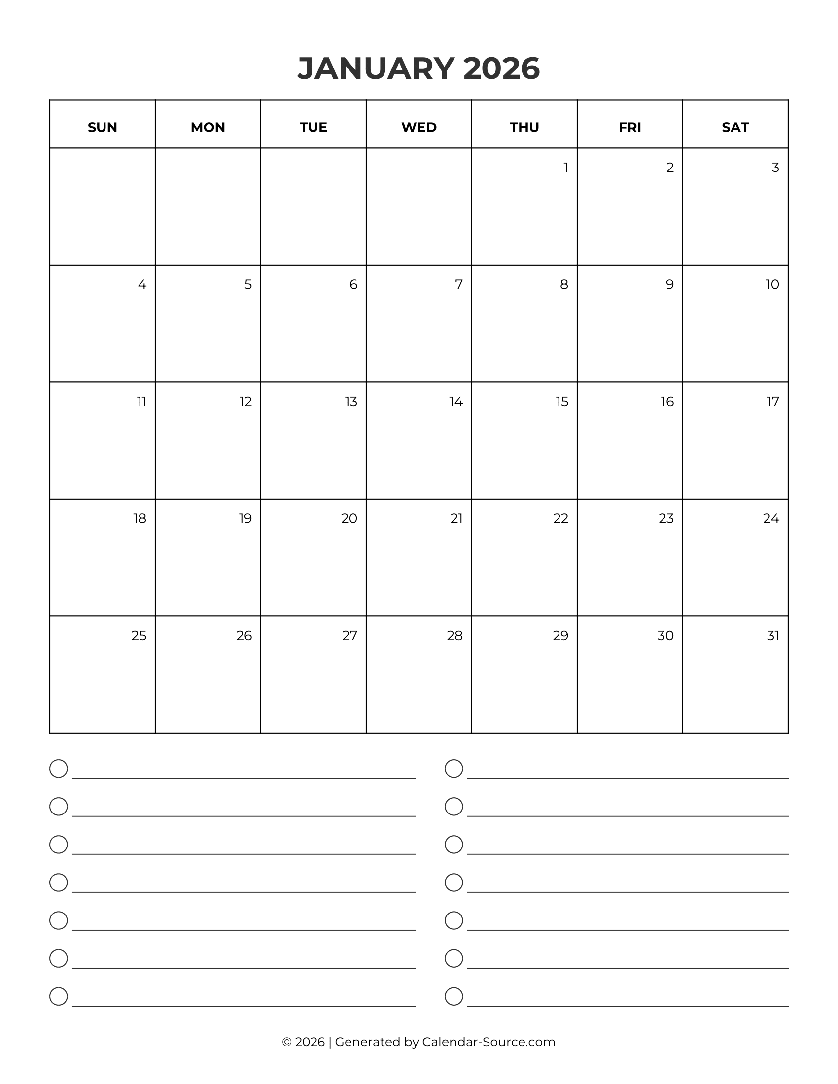 January 2026 Calendar Template 09