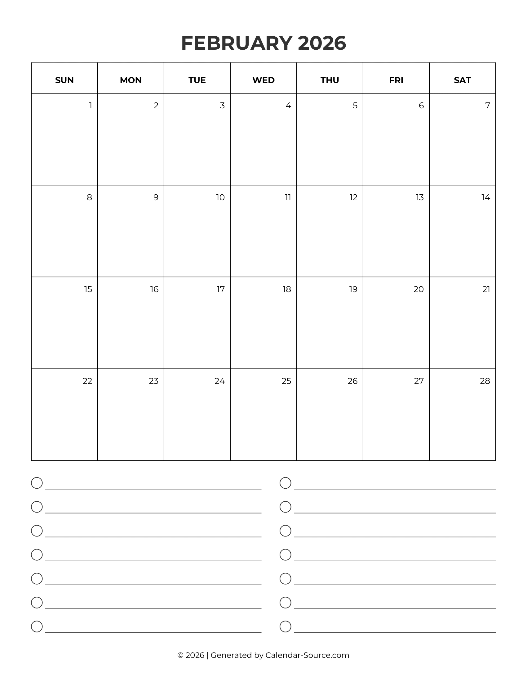 February 2026 Calendar Template 09