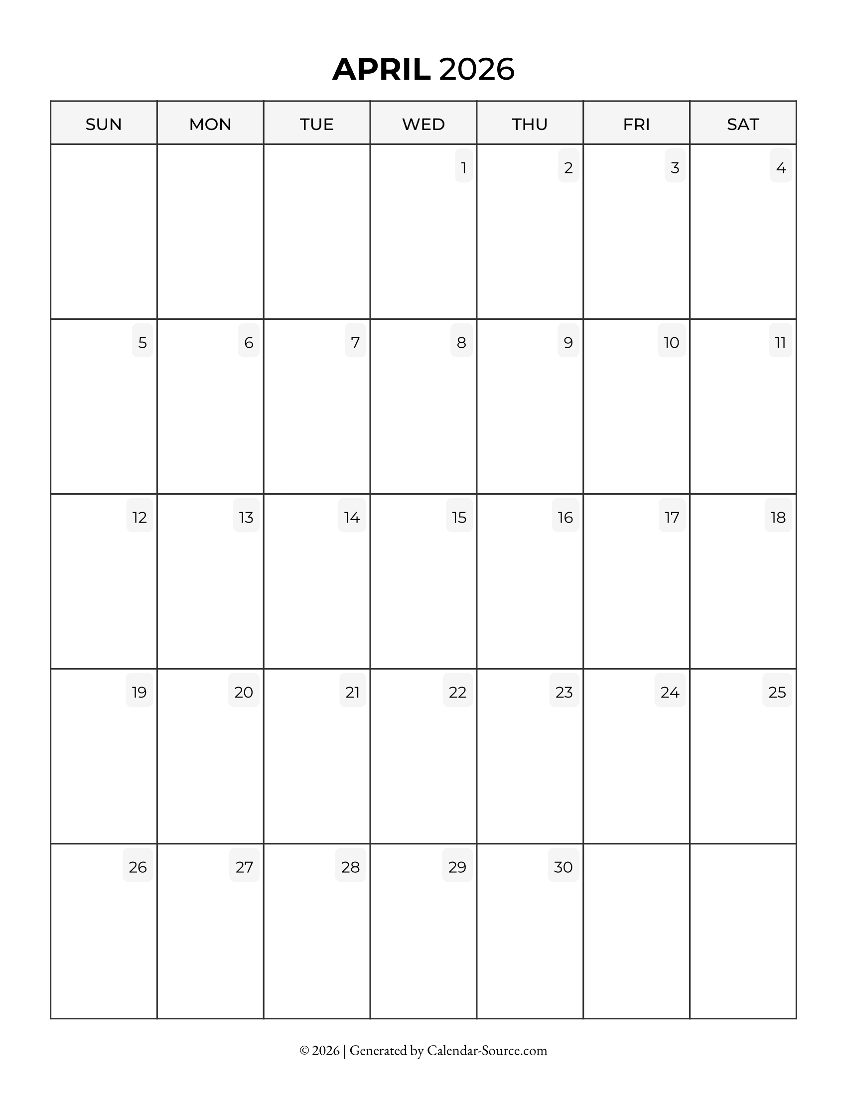 April 2026 Calendar Template 05