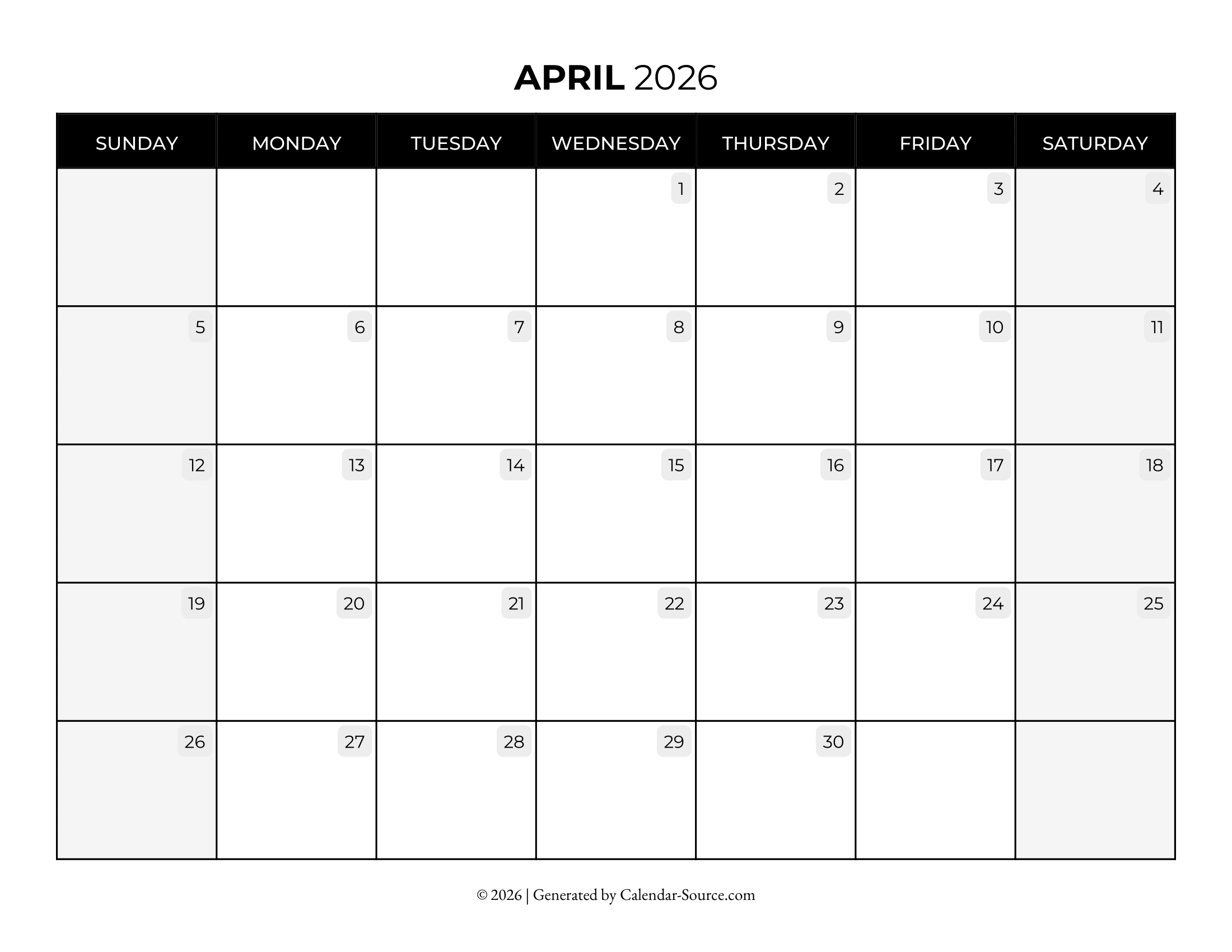 April 2026 Calendar Template 08