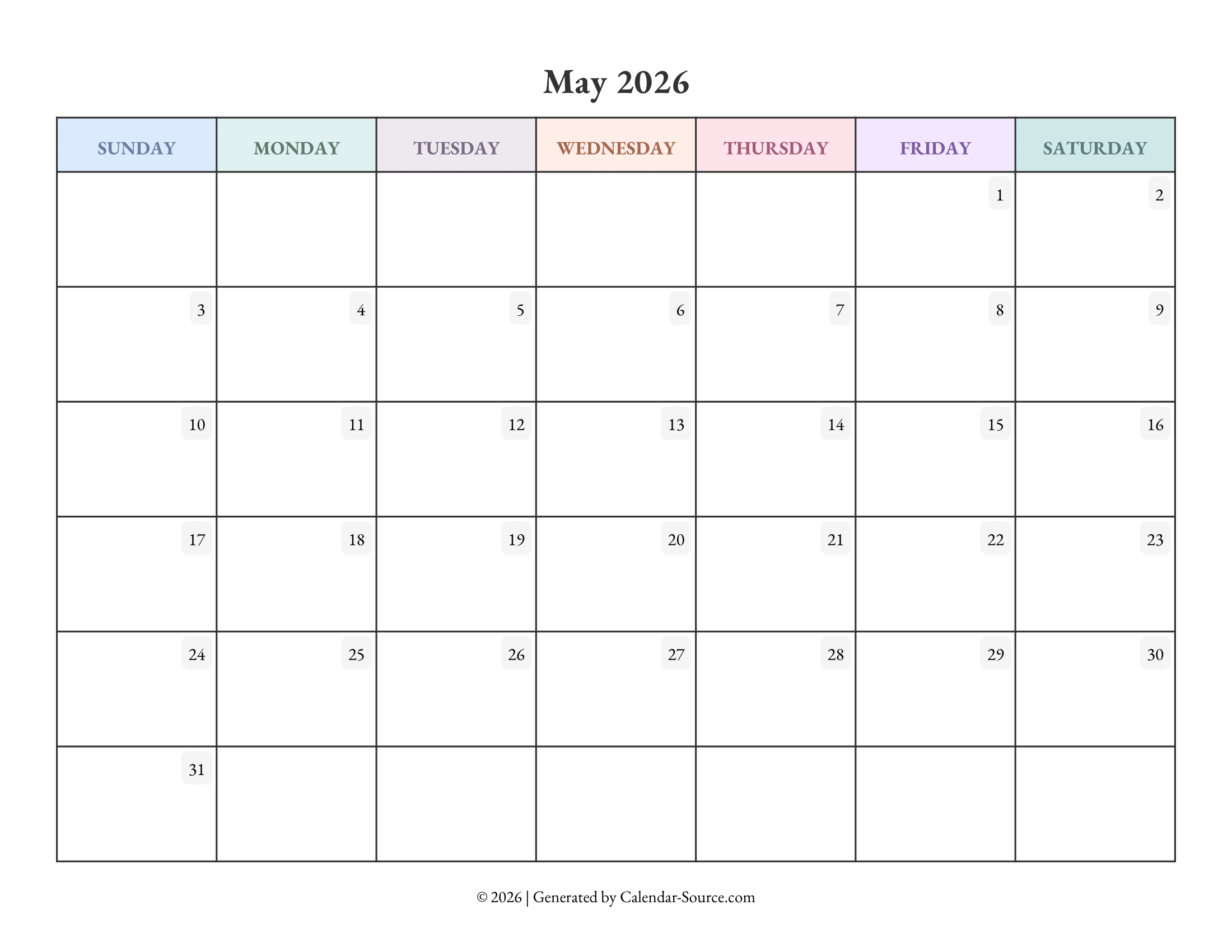 May 2026 Calendar Template 04