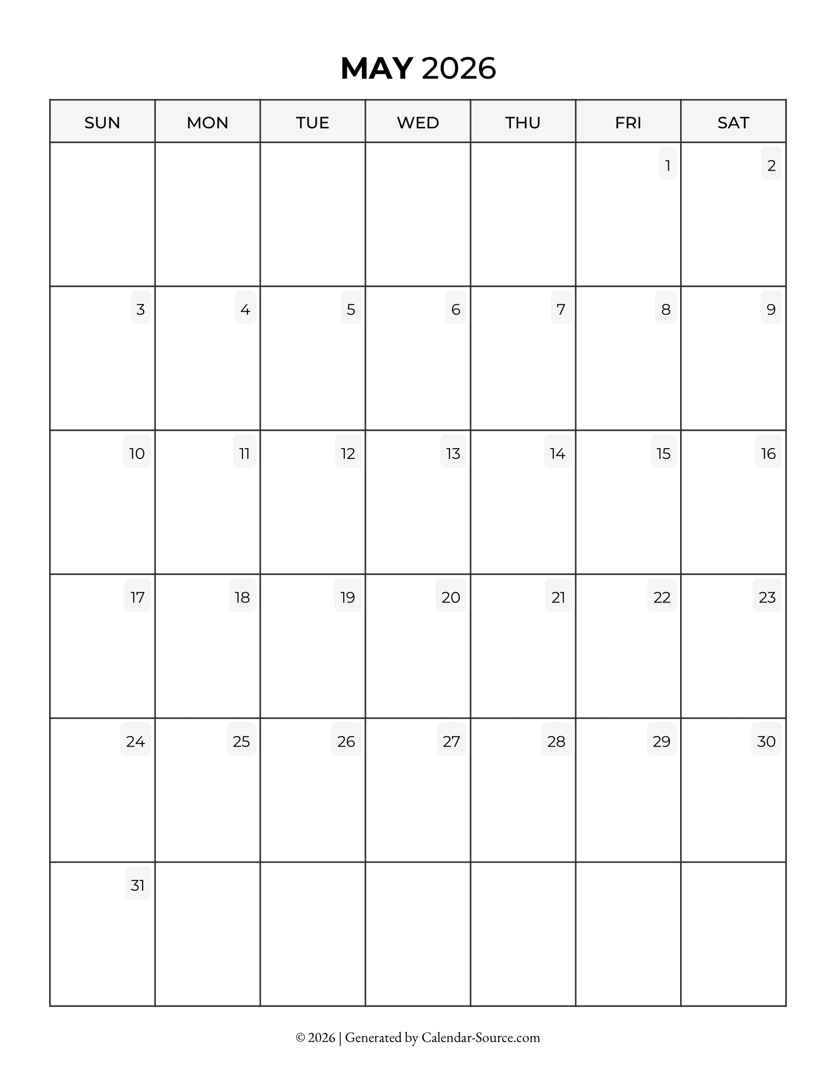 May 2026 Calendar Template 05