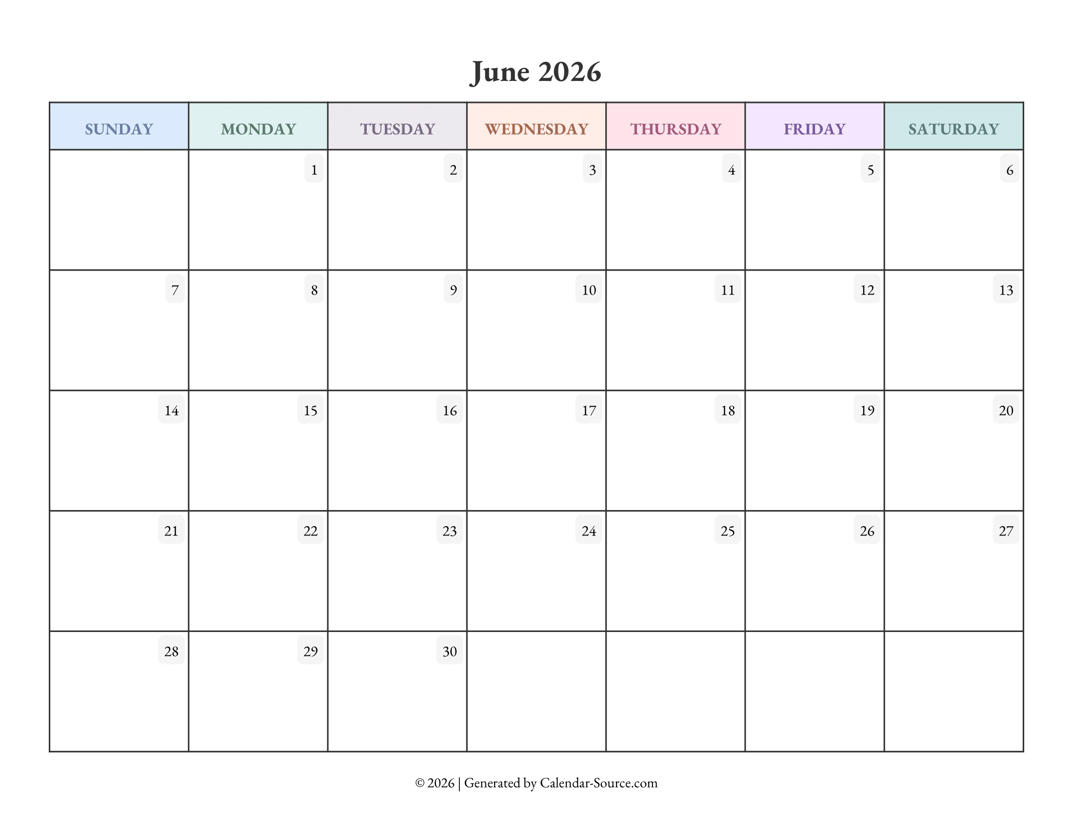 June 2026 Calendar Template 04