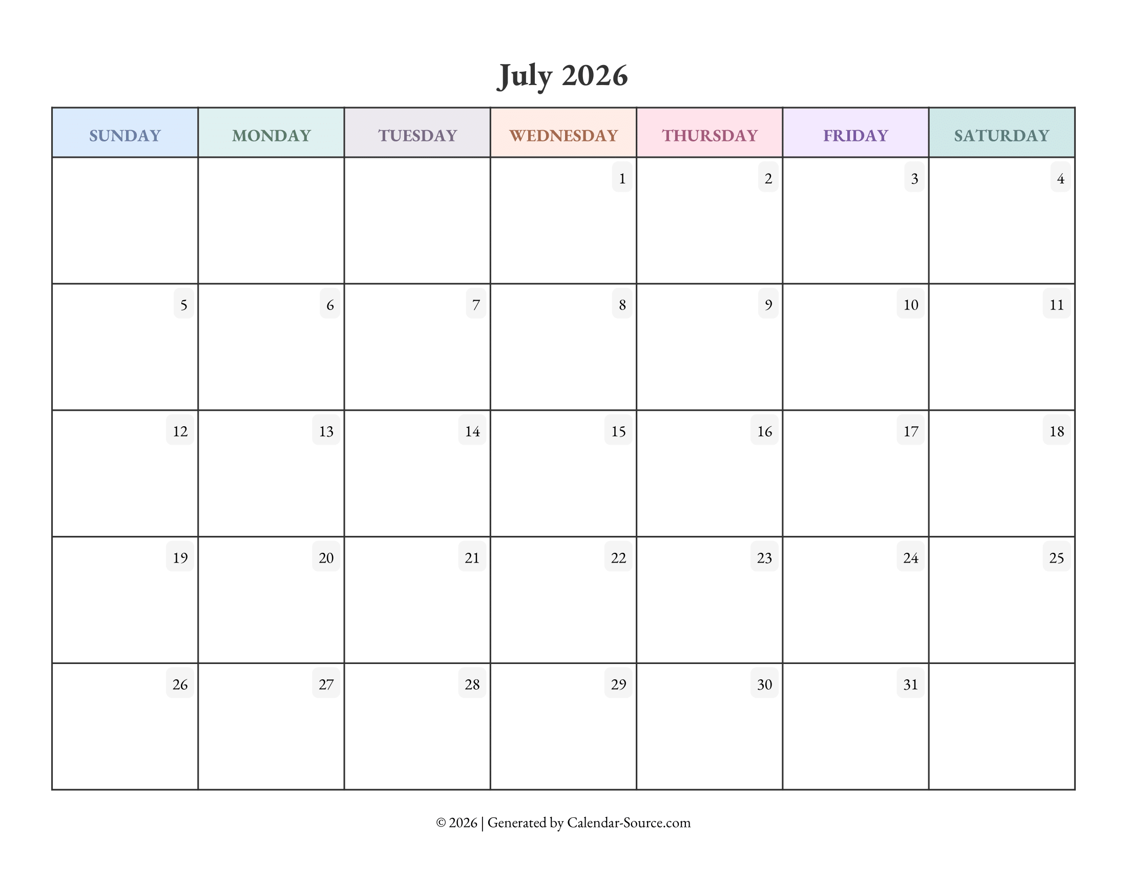 July 2026 Calendar Template 04