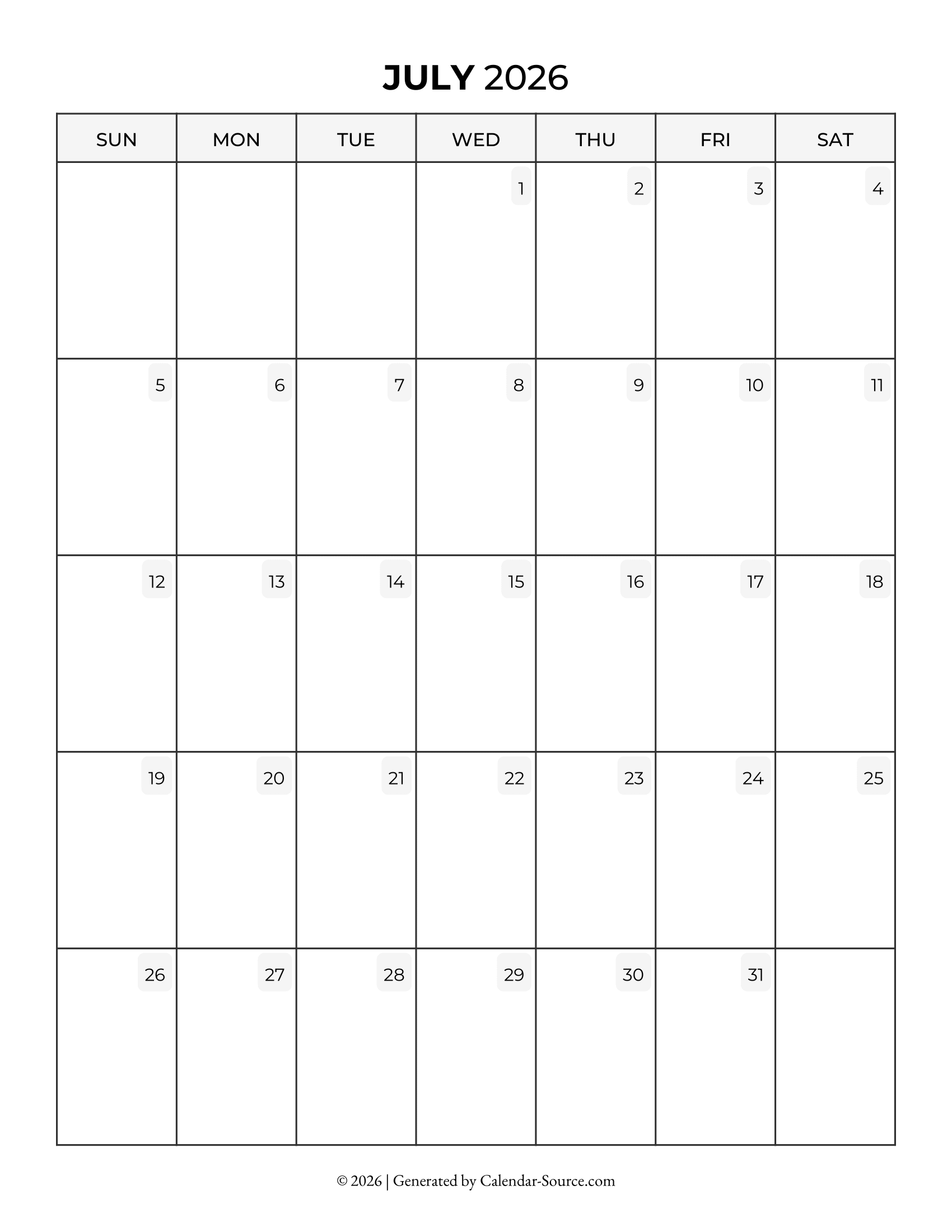 July 2026 Calendar Template 05