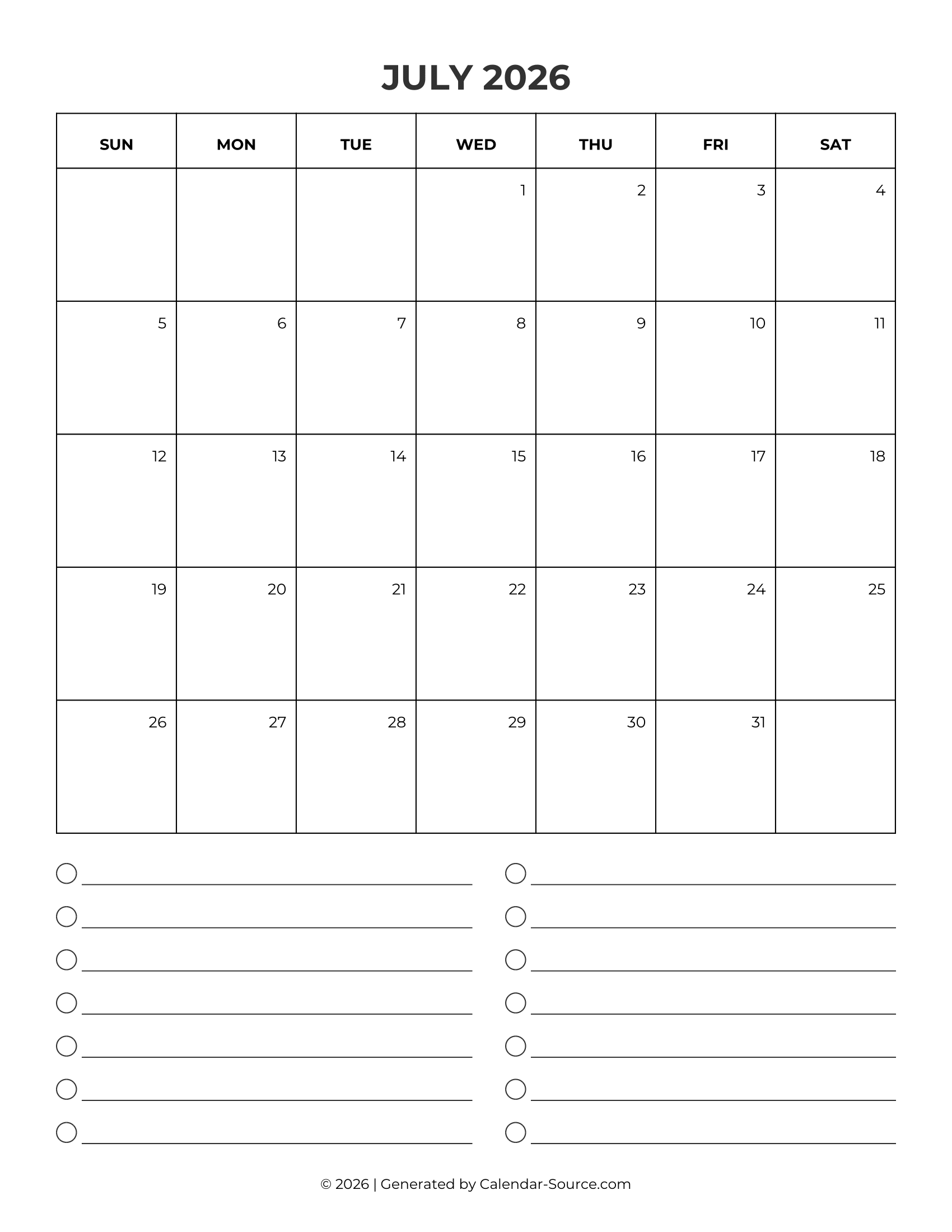 July 2026 Calendar Template 09