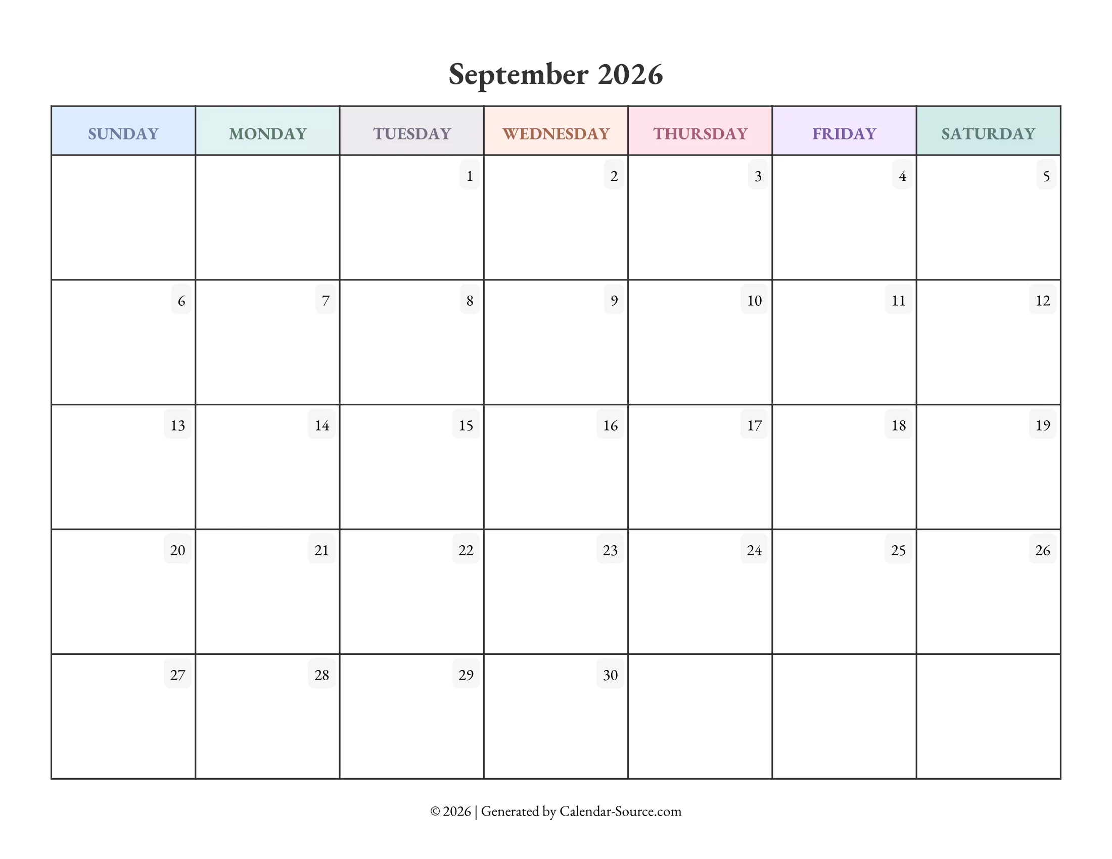 September 2026 Calendar Template 04