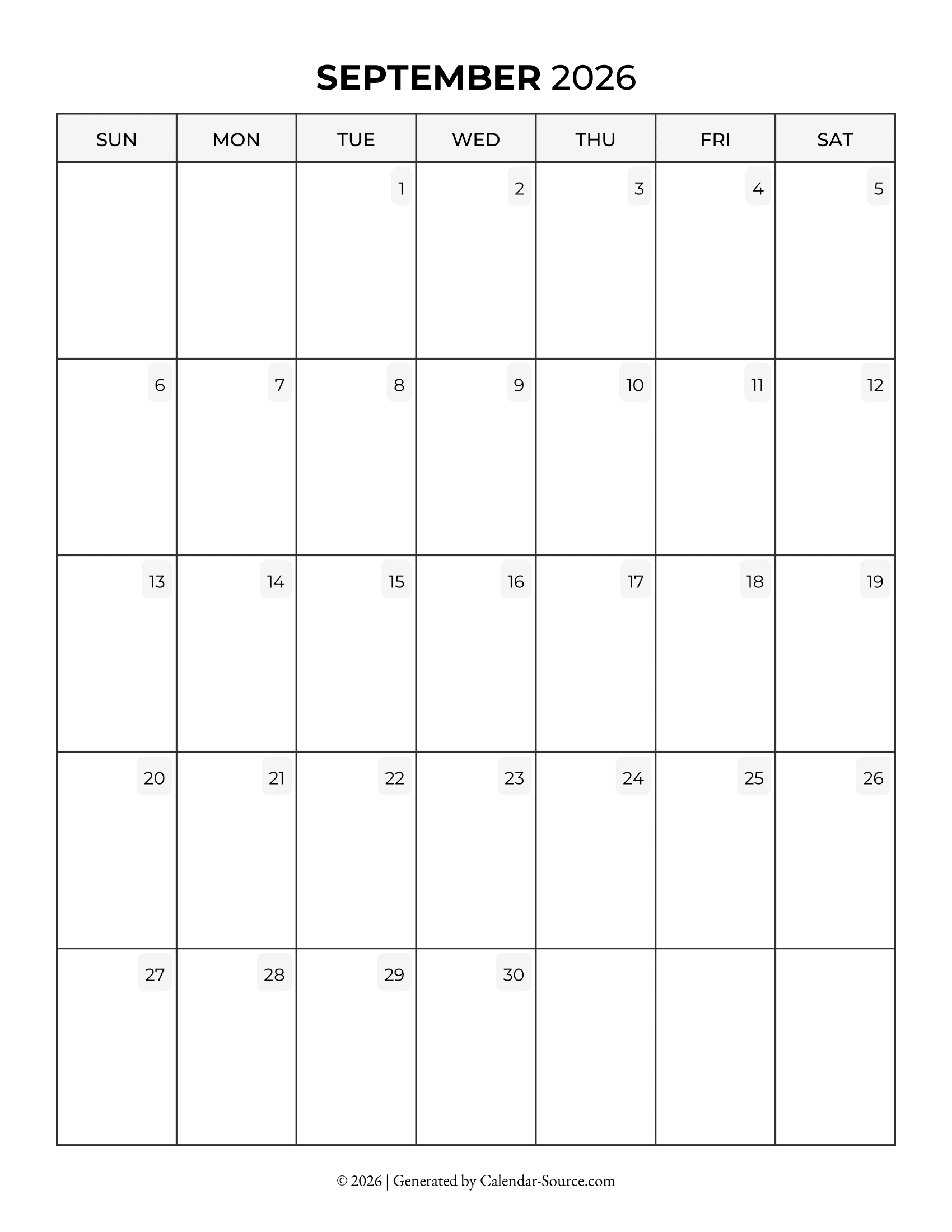 September 2026 Calendar Template 05