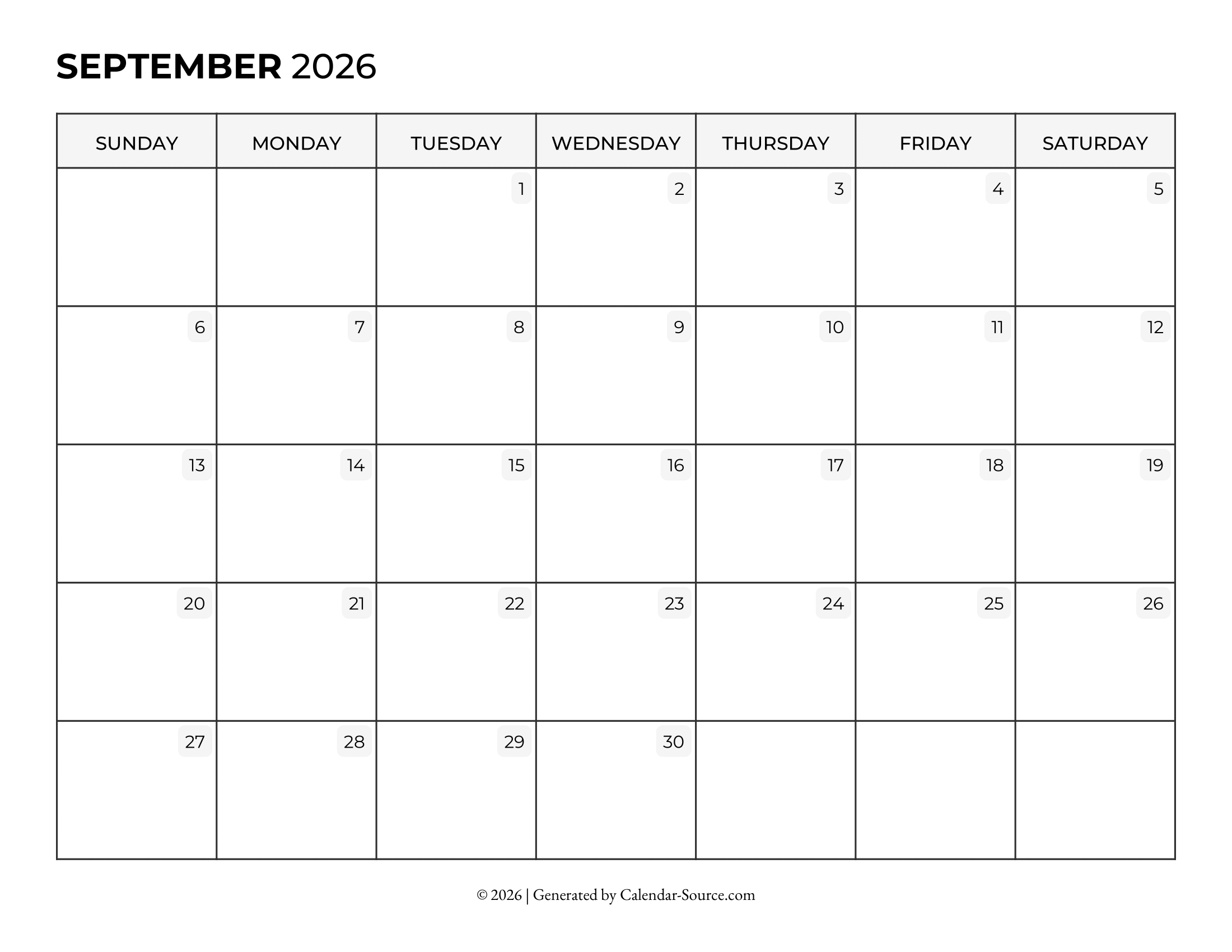 September 2026 Calendar Template 06