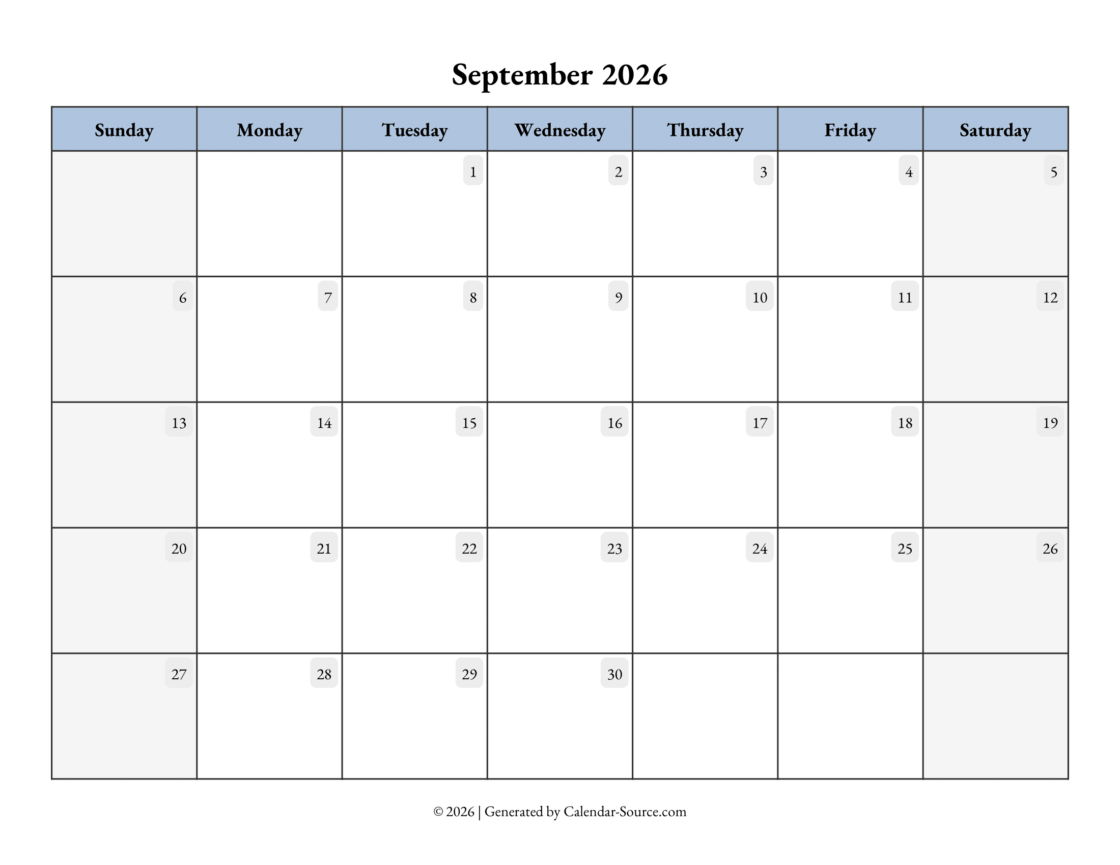 September 2026 Calendar Template 07