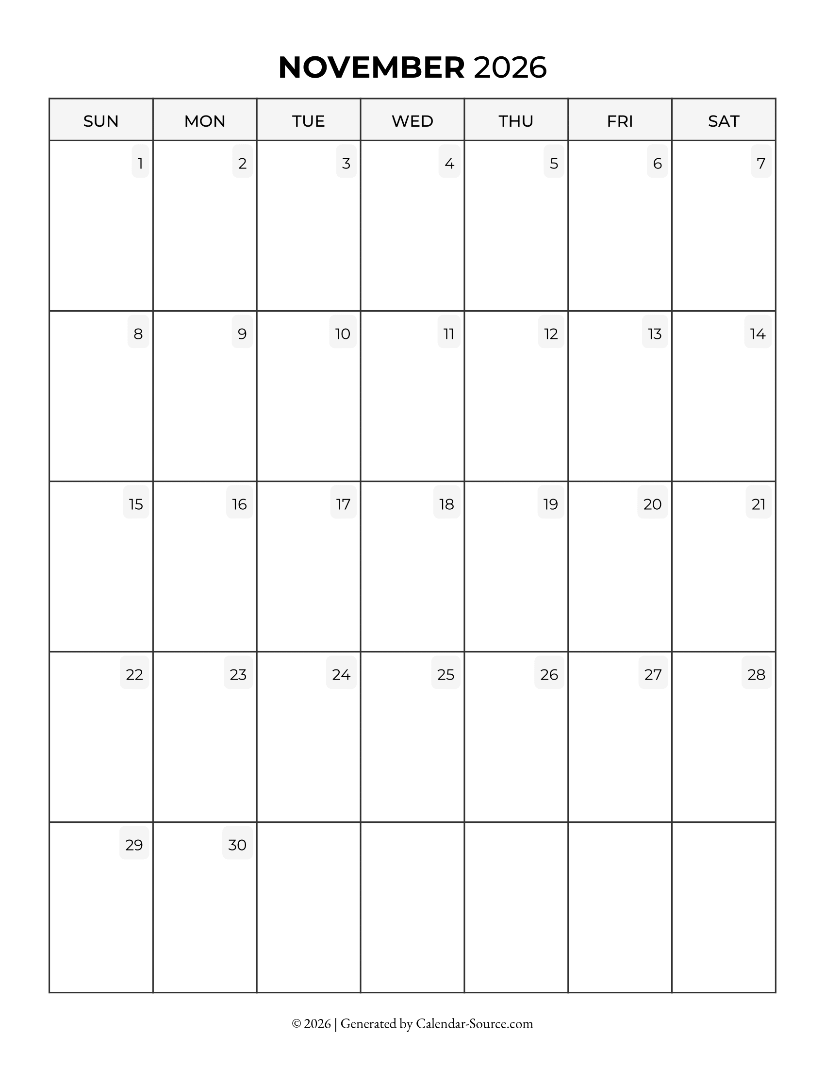 November 2026 Calendar Template 05