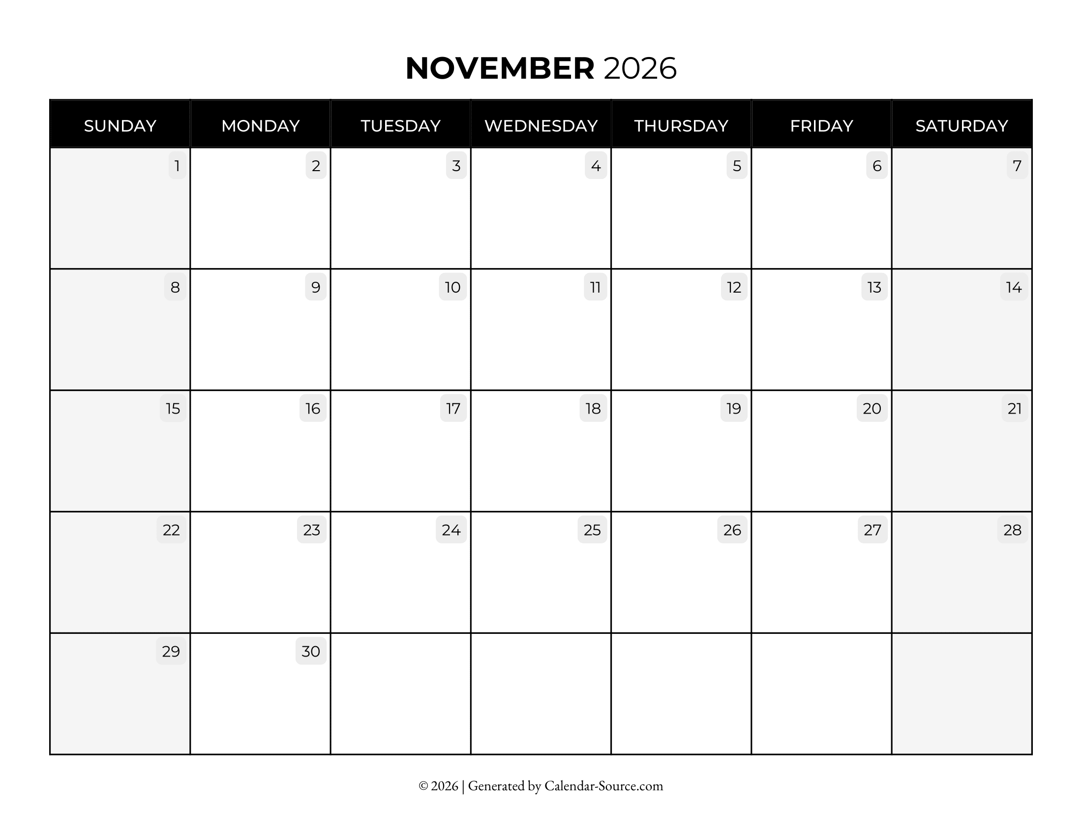 November 2026 Calendar Template 08