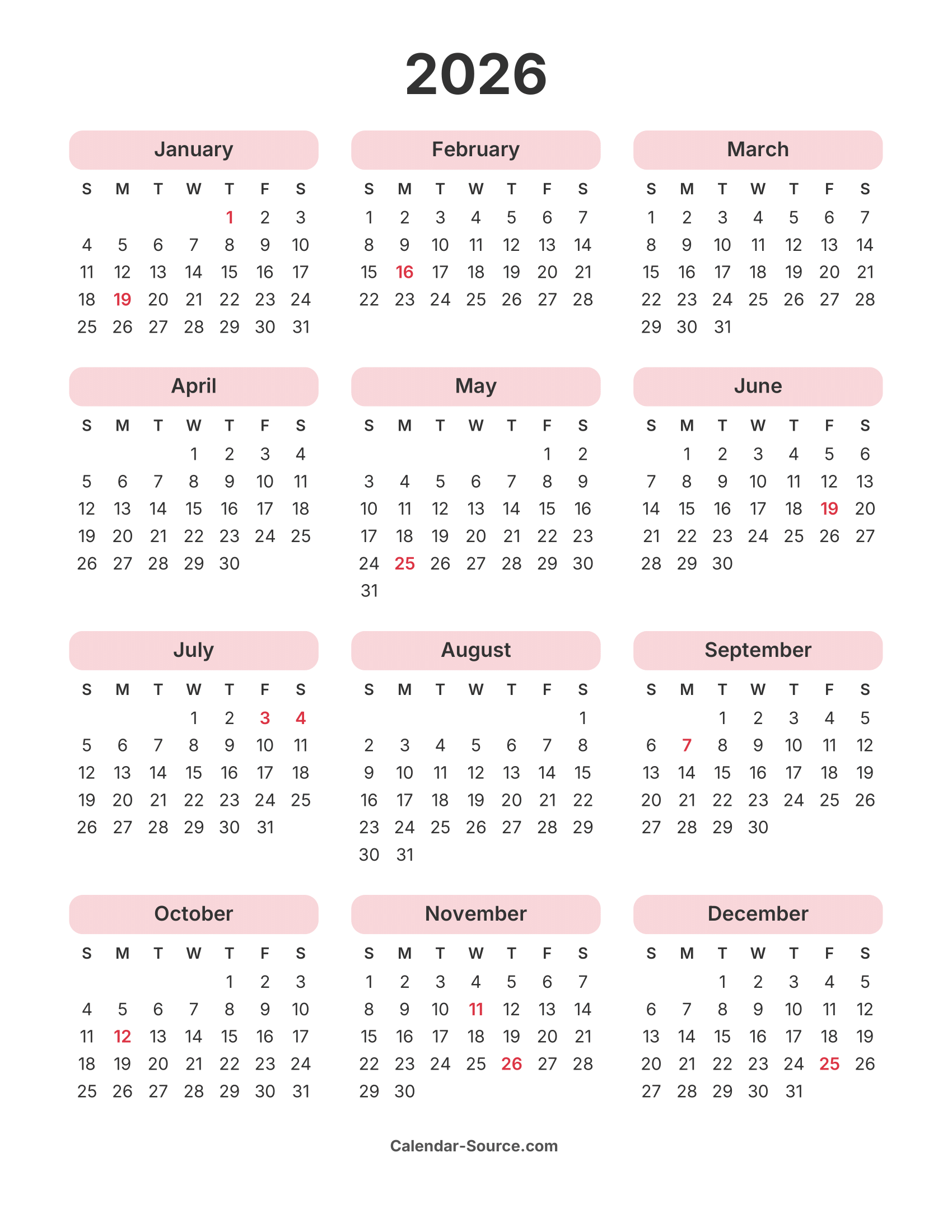 2026 Calendar Template 08