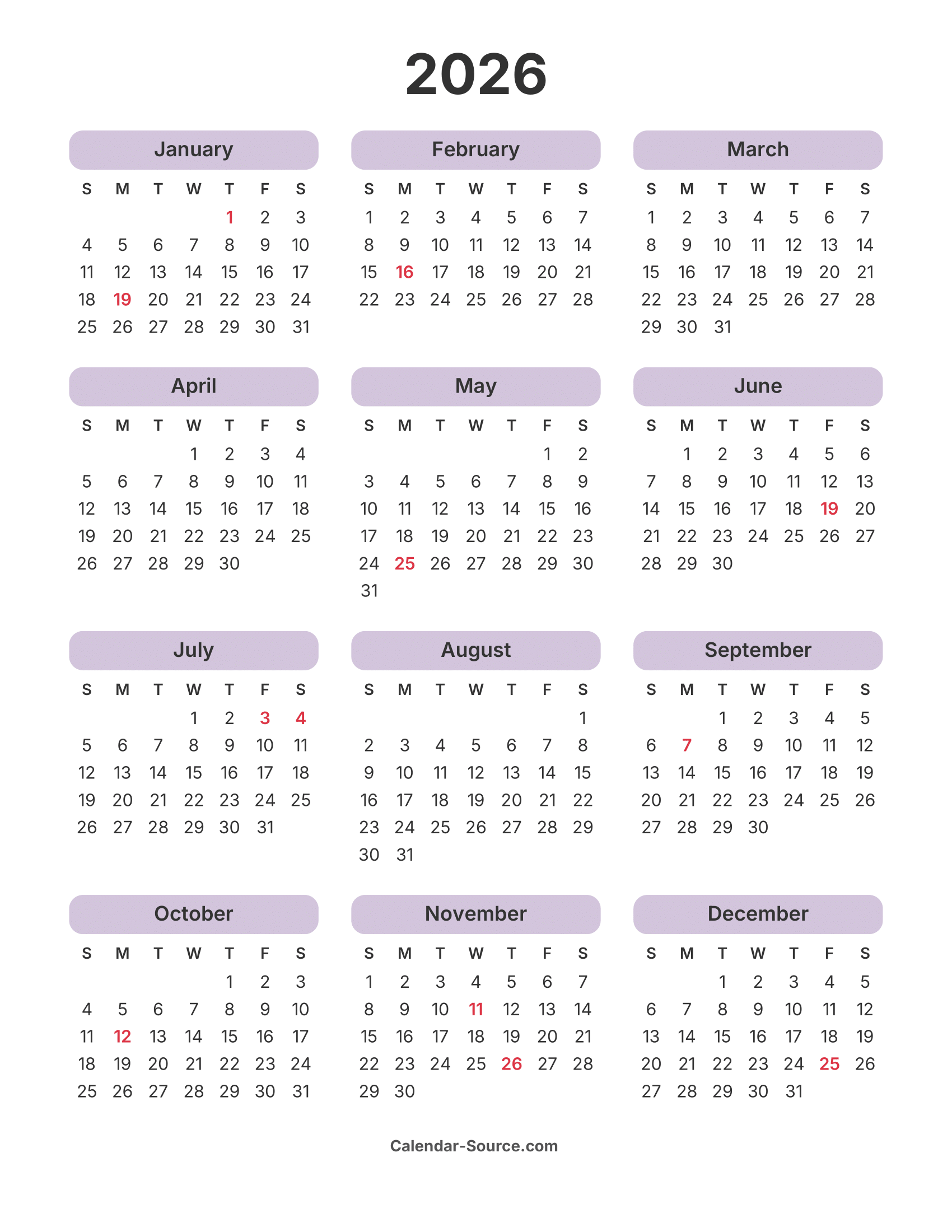 2026 Calendar Template 09