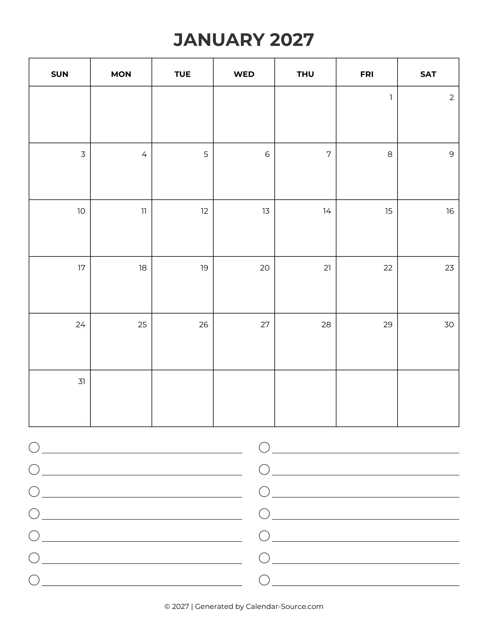 January 2027 Calendar Template 09