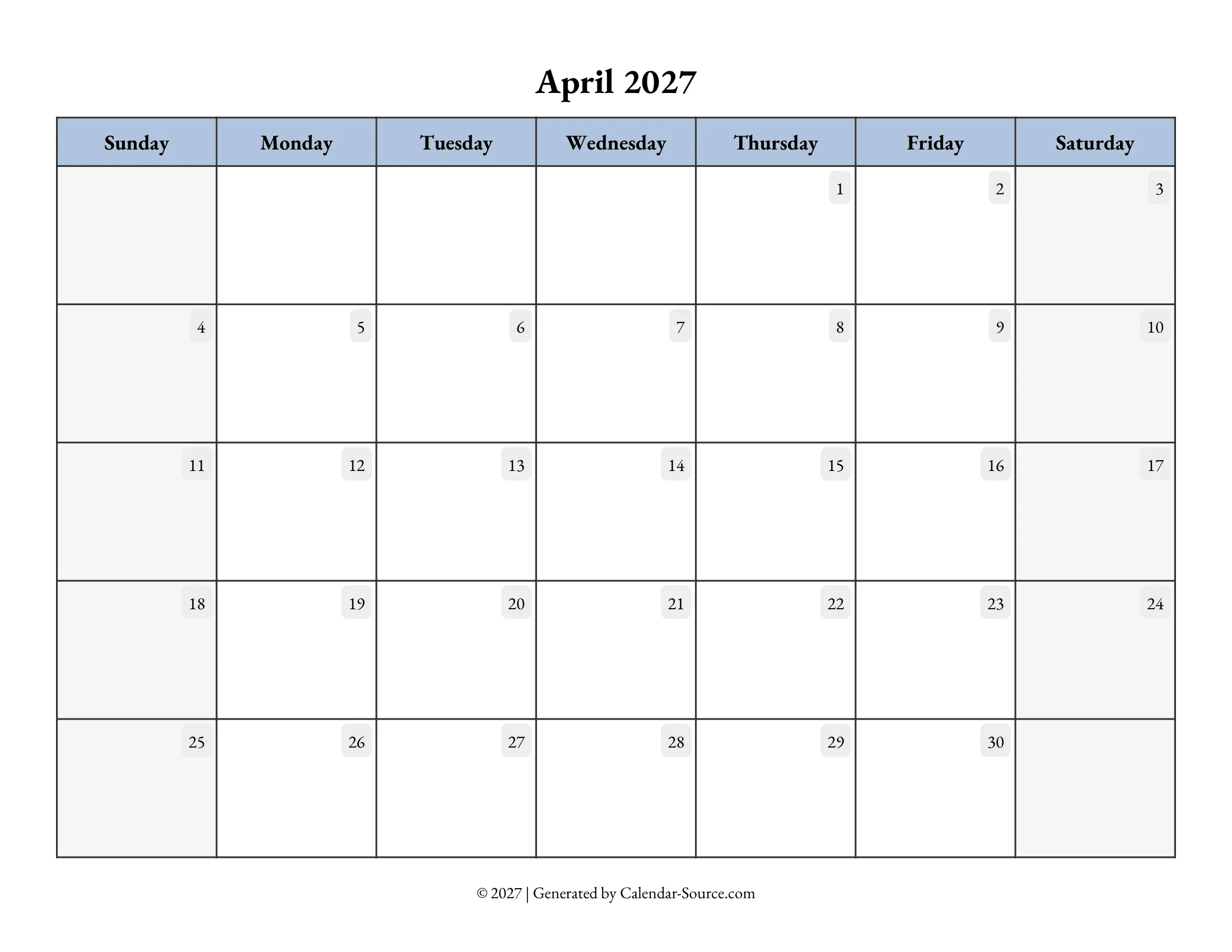 April 2027 Calendar Template 07