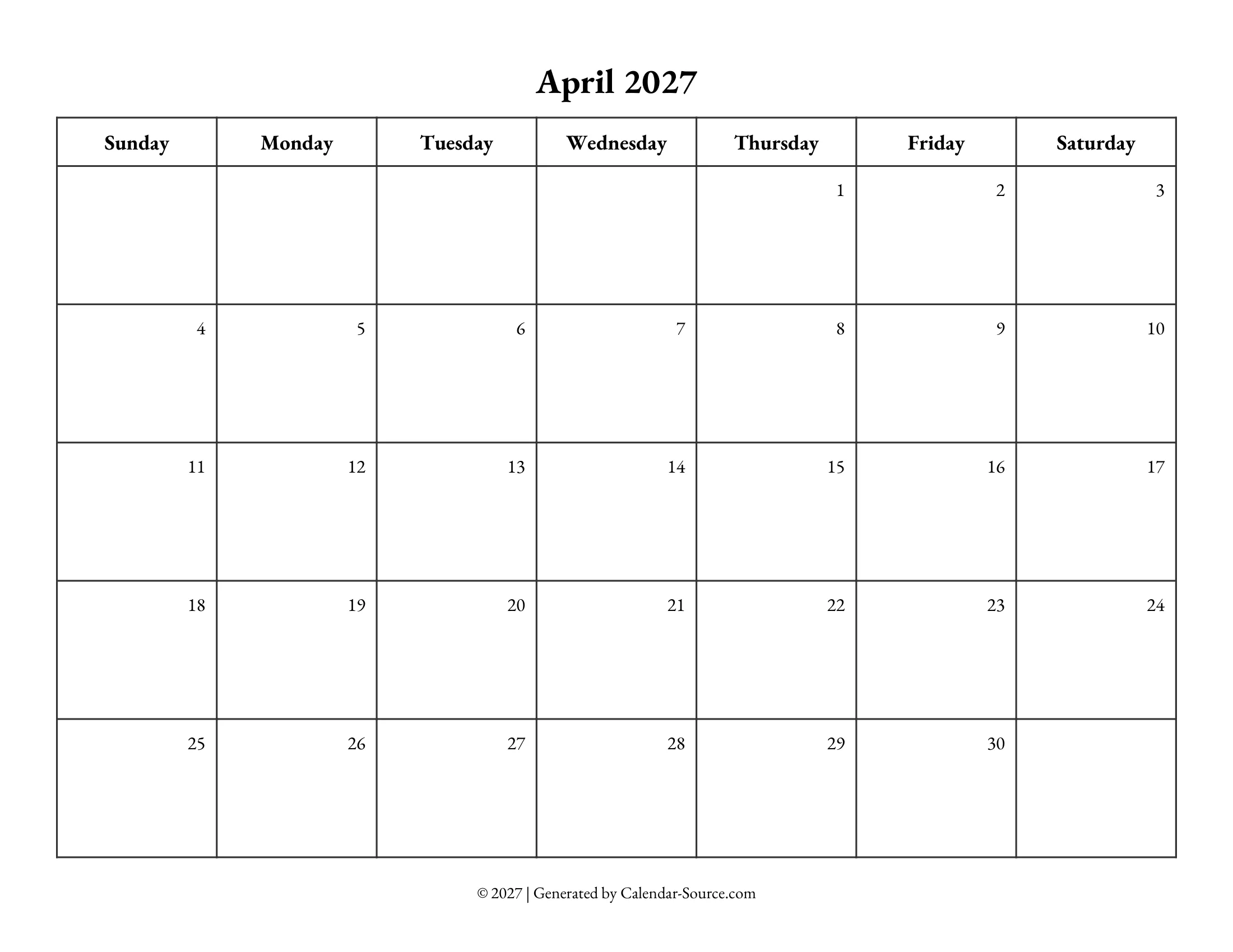 April 2027 Calendar Template 10