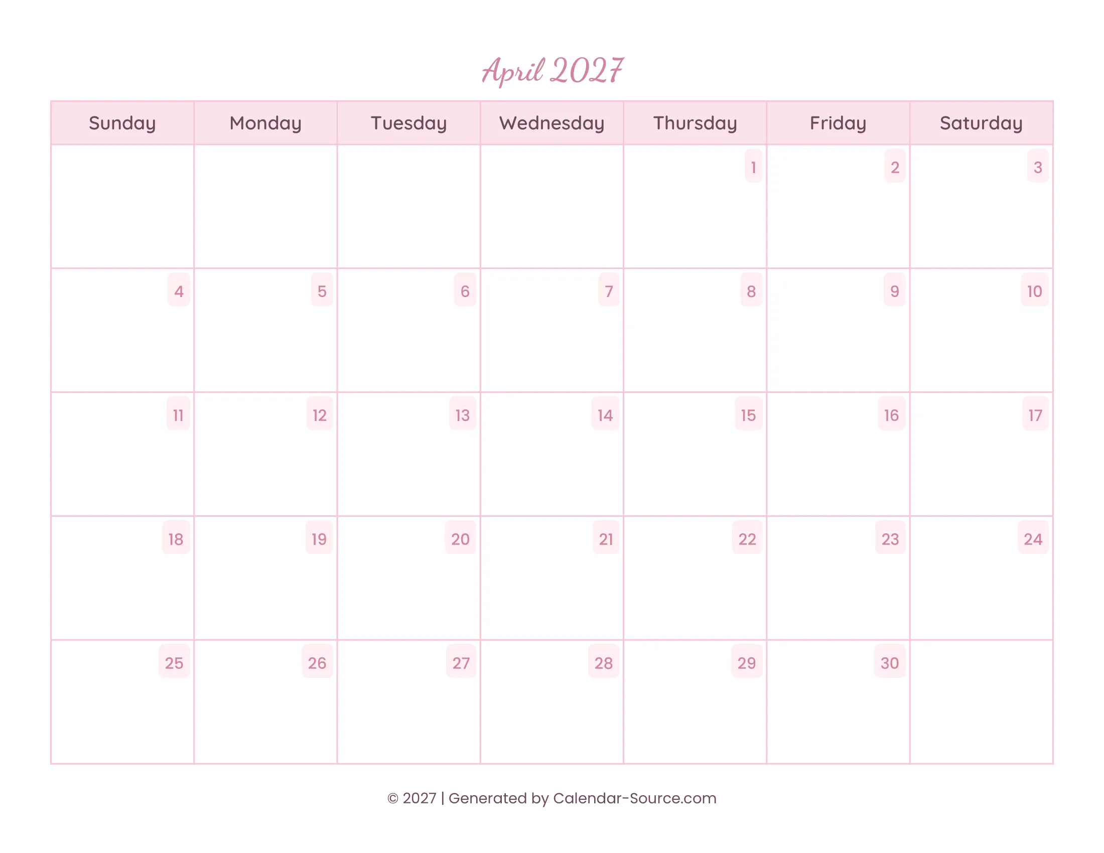 April 2027 Calendar Template 11