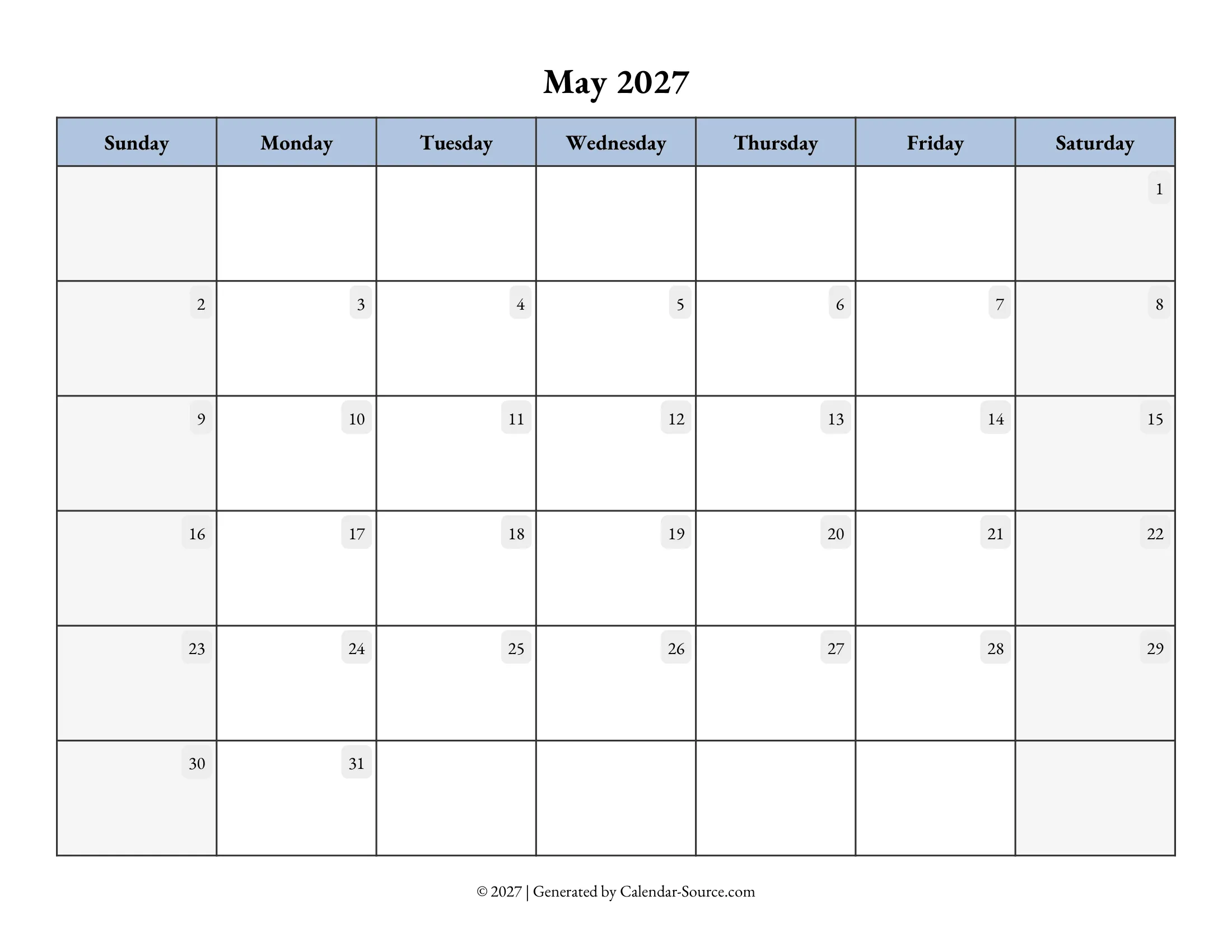 May 2027 Calendar Template 07