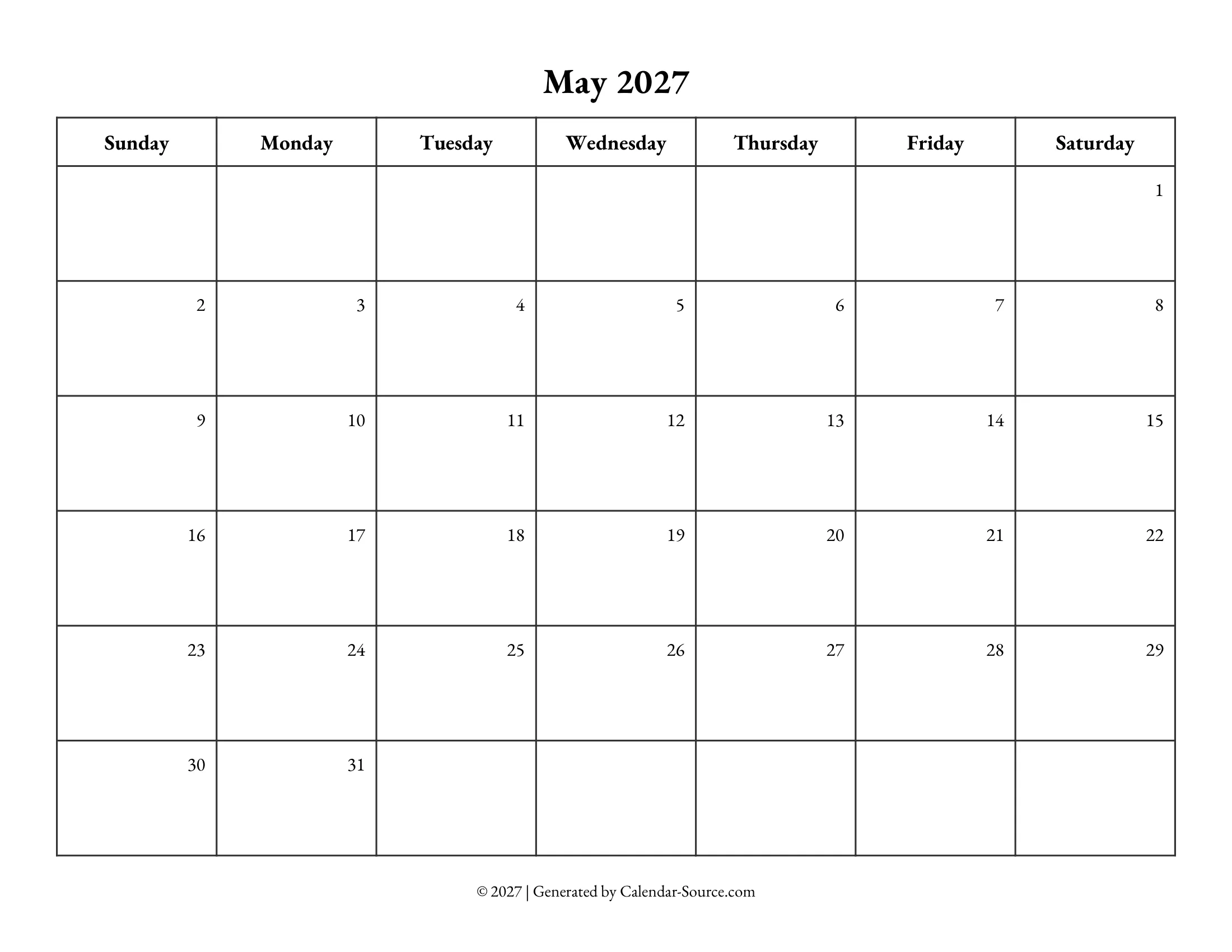 May 2027 Calendar Template 10