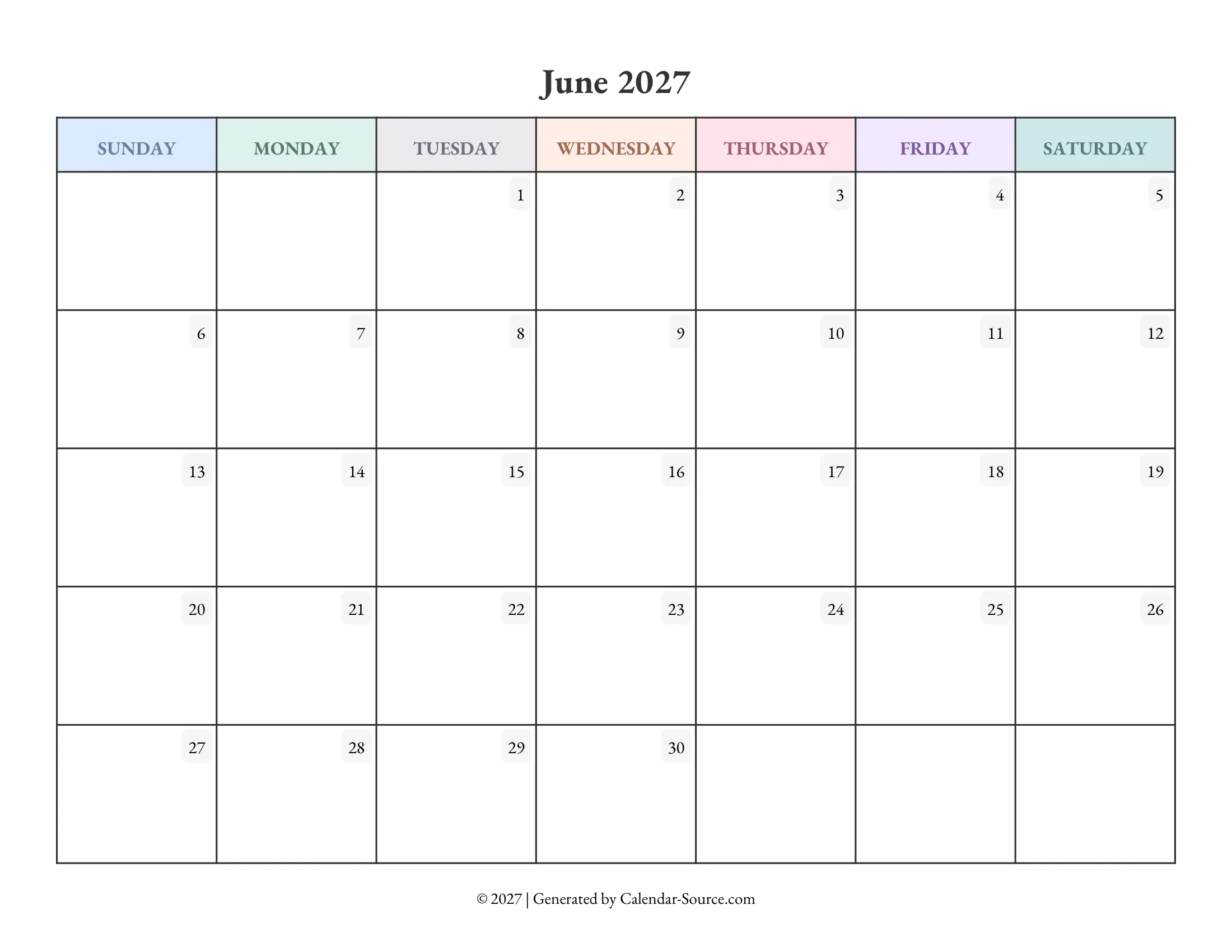 June 2027 Calendar Template 04