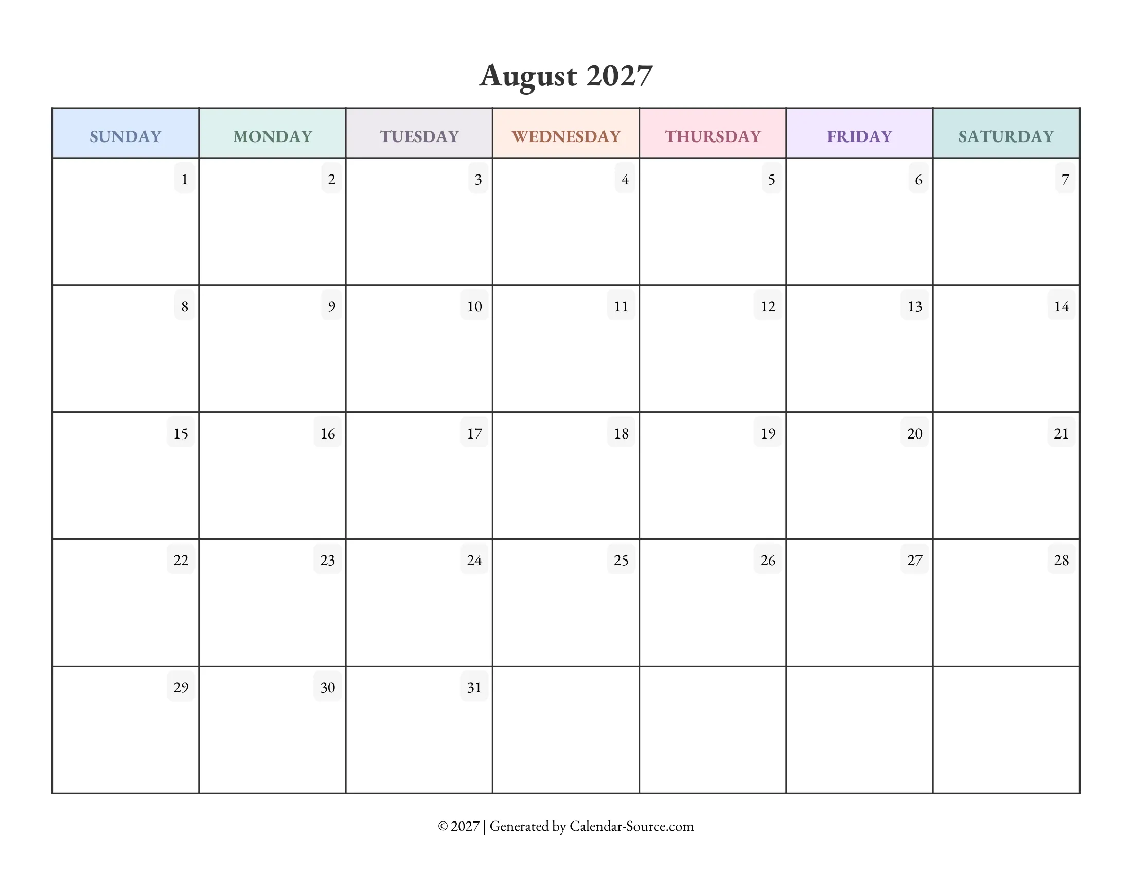 August 2027 Calendar Template 04