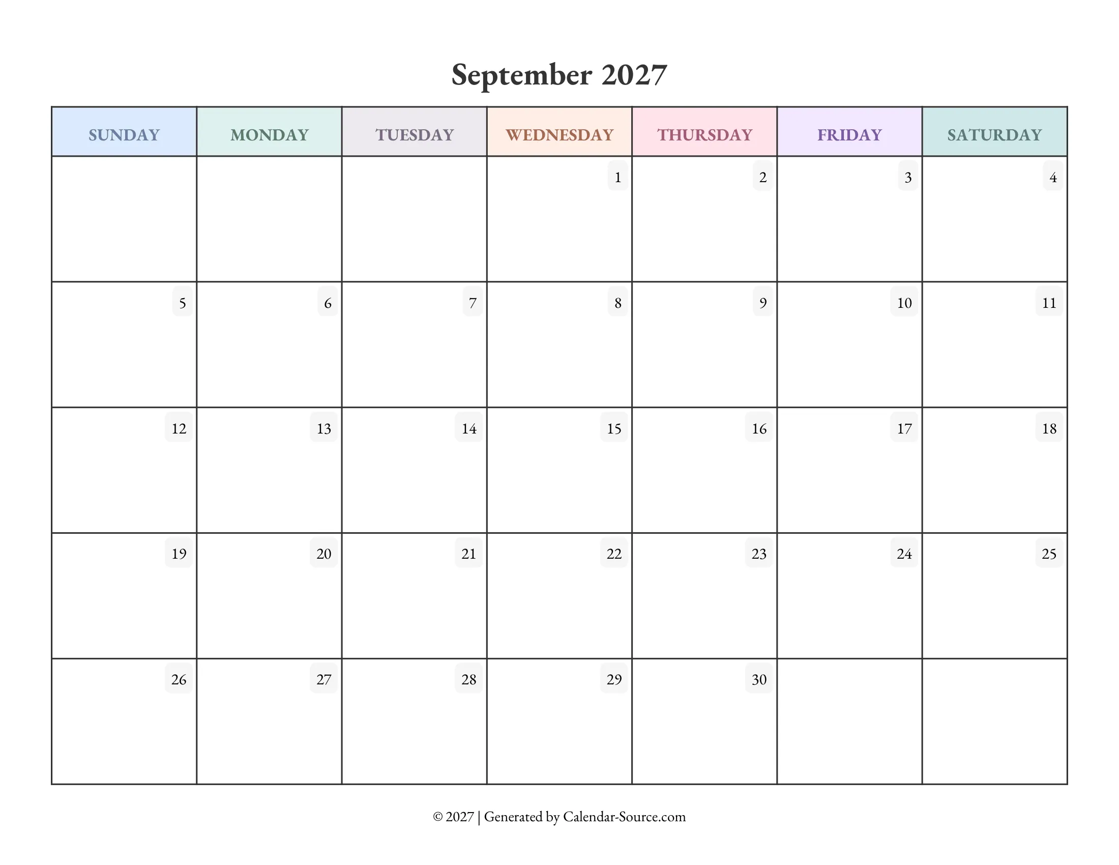 September 2027 Calendar Template 04
