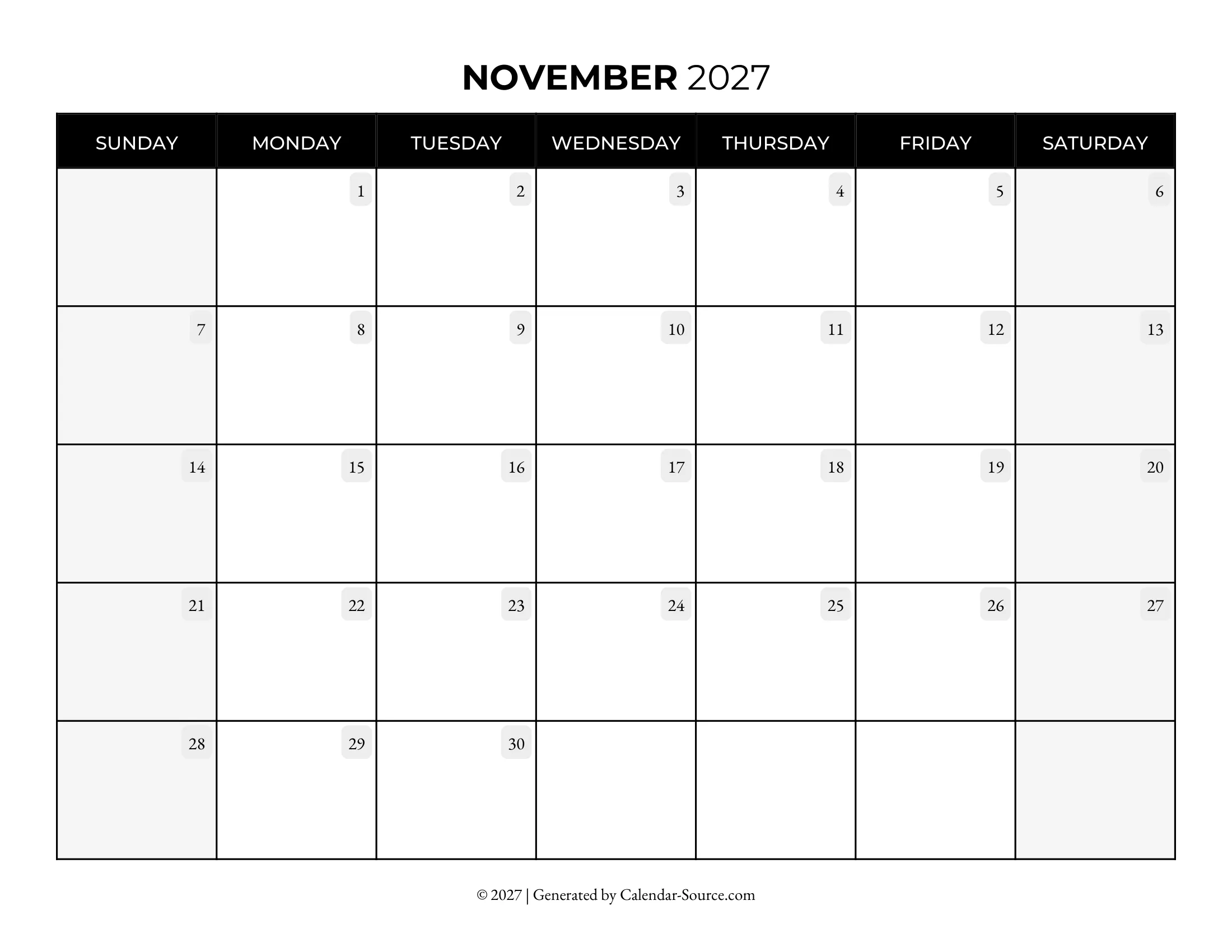 November 2027 Calendar Template 08