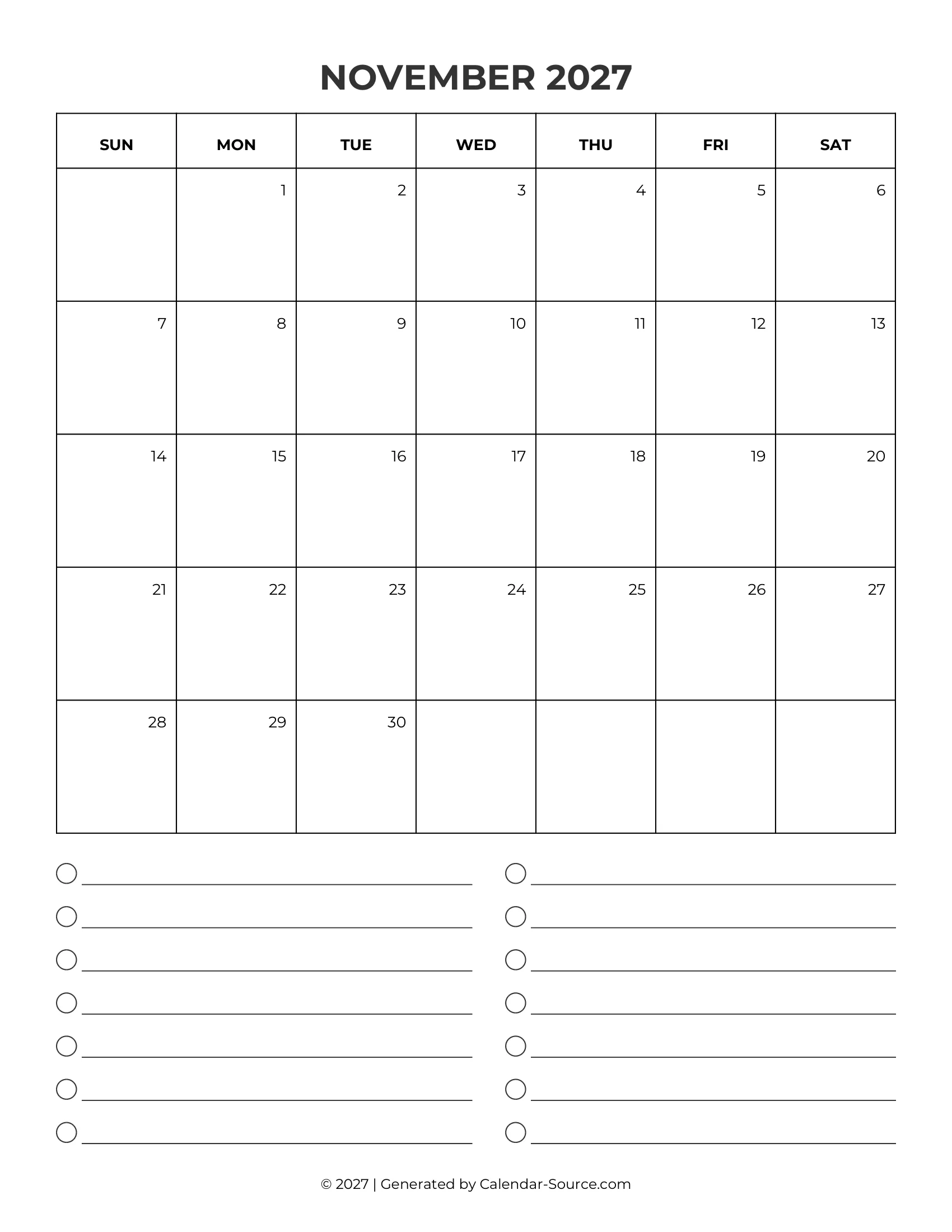 November 2027 Calendar Template 09