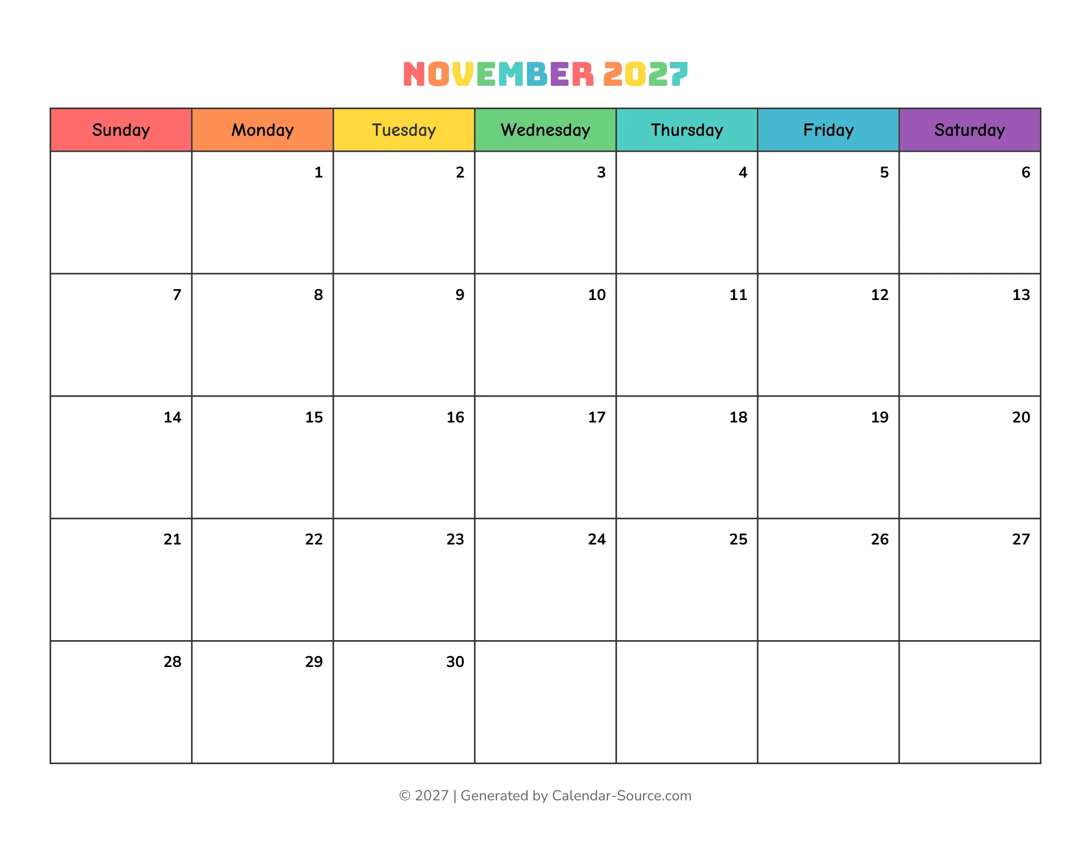 November 2027 Calendar Template 17
